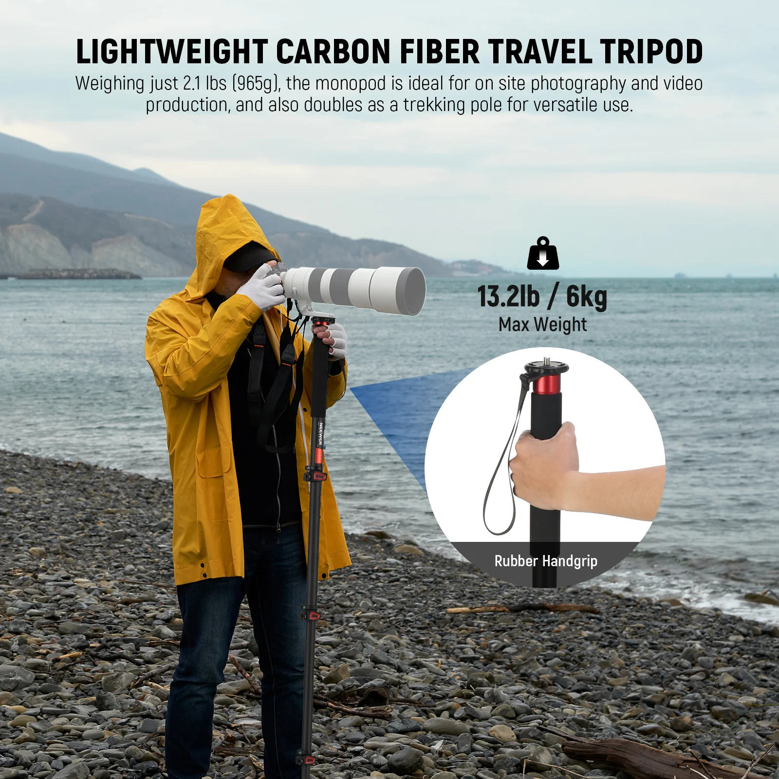 NEEWER TP71 67.7" Pro Carbon Fiber Camera Monopod - Image 11