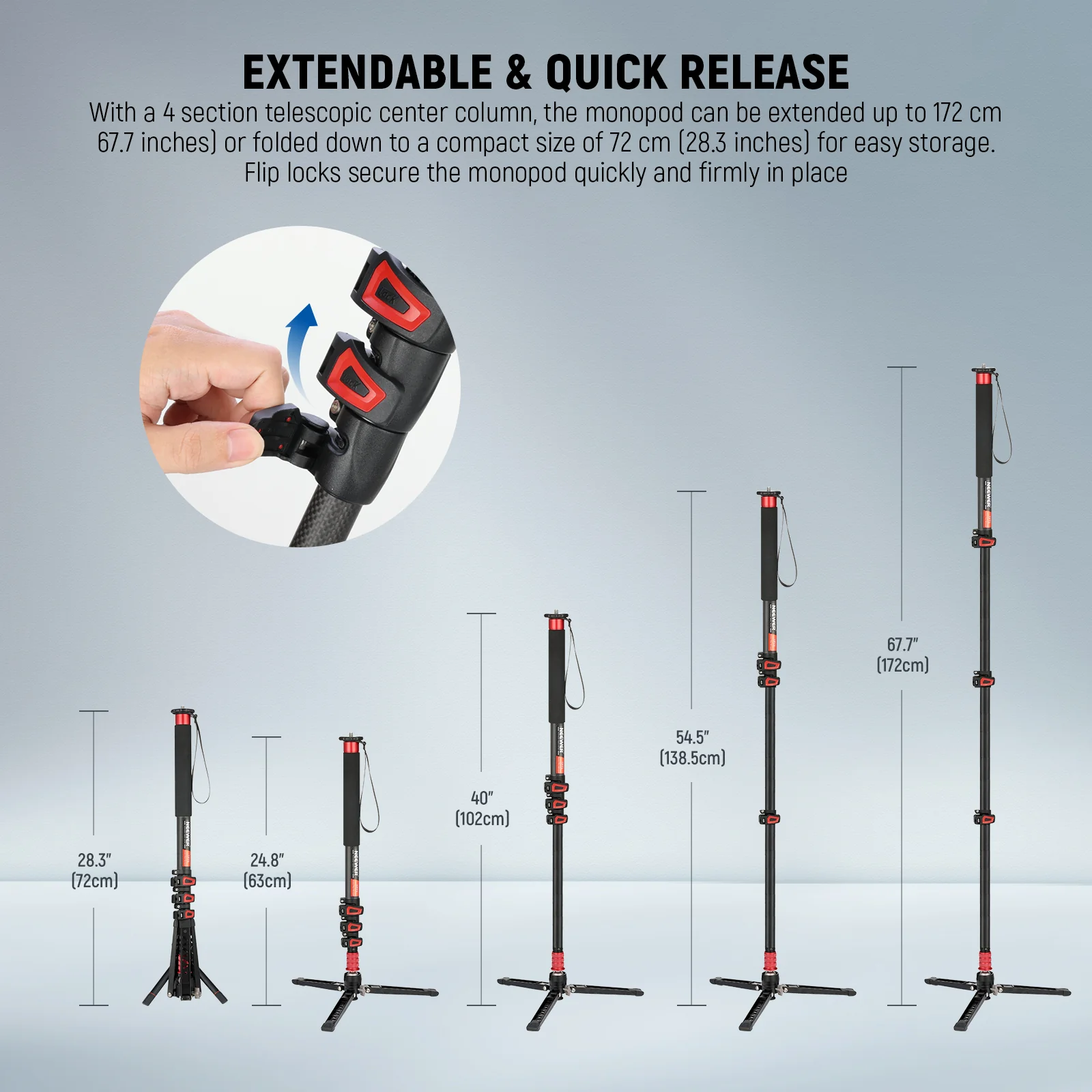 NEEWER TP71 67.7" Pro Carbon Fiber Camera Monopod - Image 13