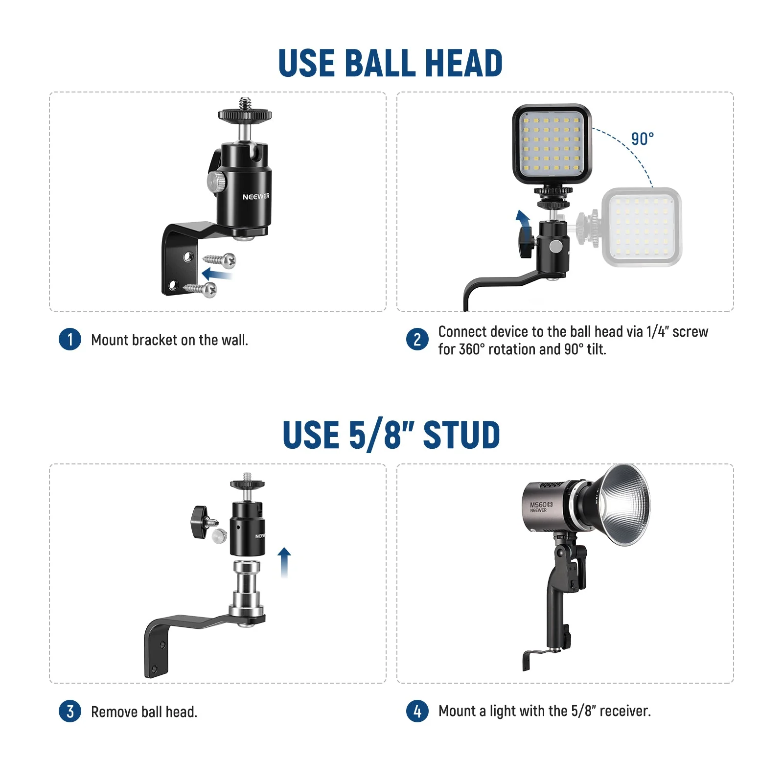 NEEWER TS007 2 Pack E Type Wall Ceiling Mount - Image 3