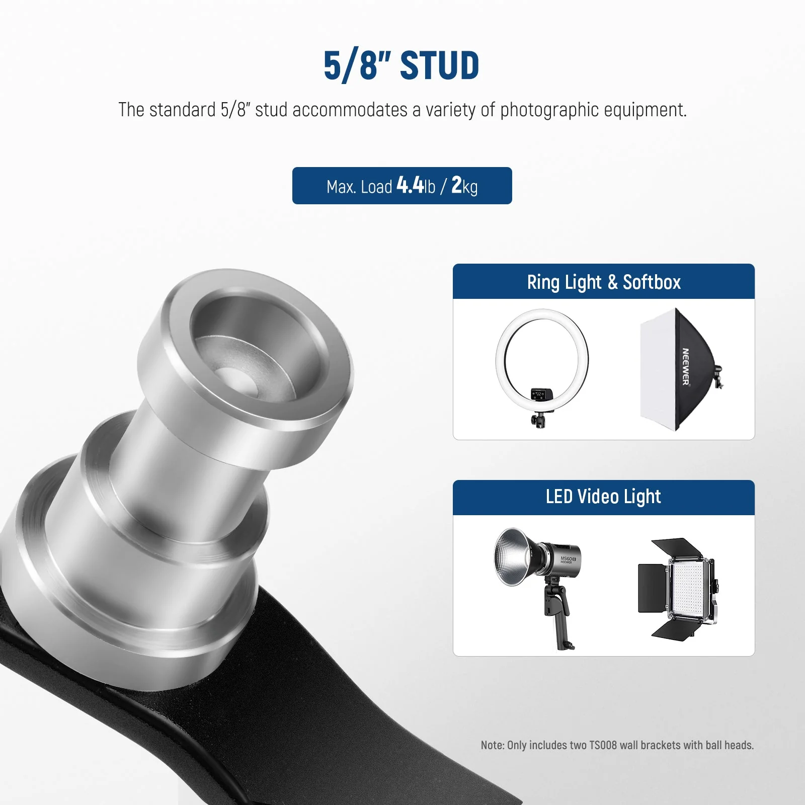 NEEWER TS008 2 Pack T Type Wall Ceiling Mount - Image 5