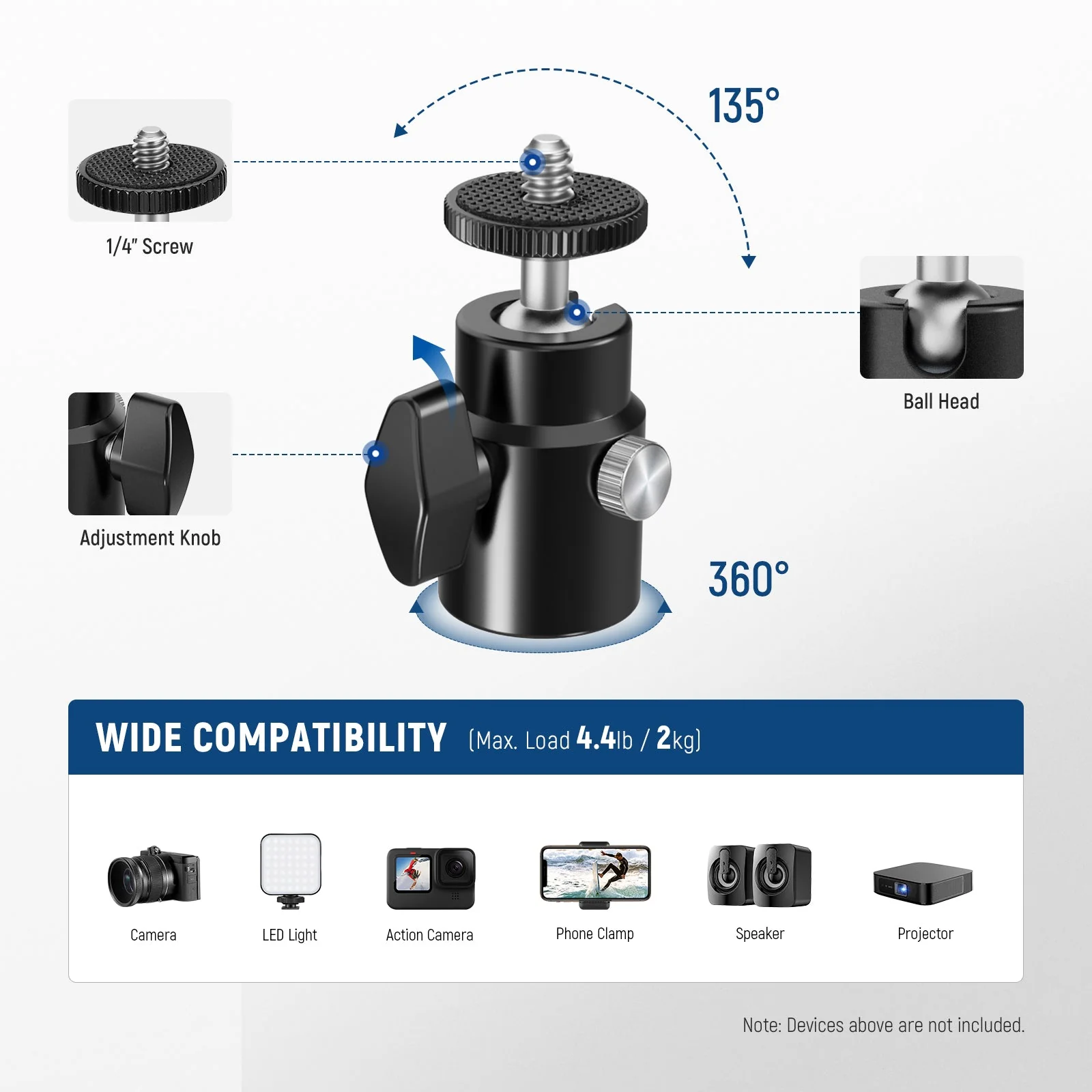 NEEWER TS008 2 Pack T Type Wall Ceiling Mount - Image 6