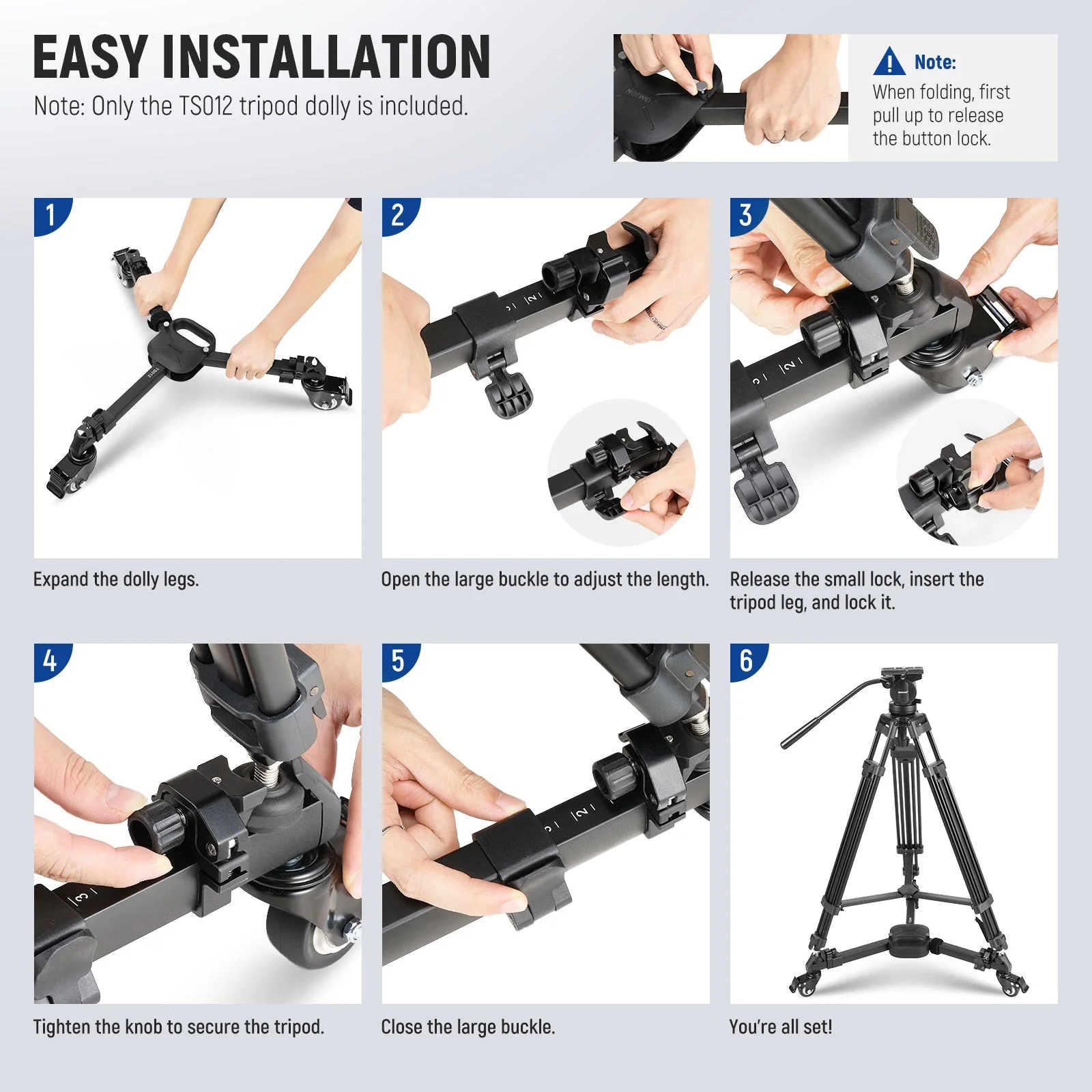 NEEWER TS012 Heavy Duty Tripod Dolly - Image 6