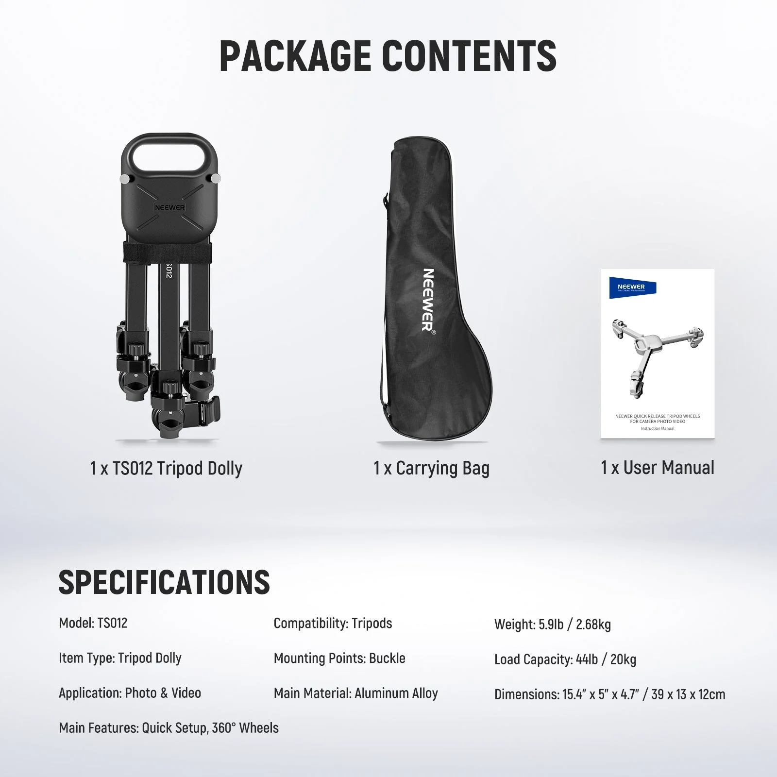 NEEWER TS012 Heavy Duty Tripod Dolly - Image 7