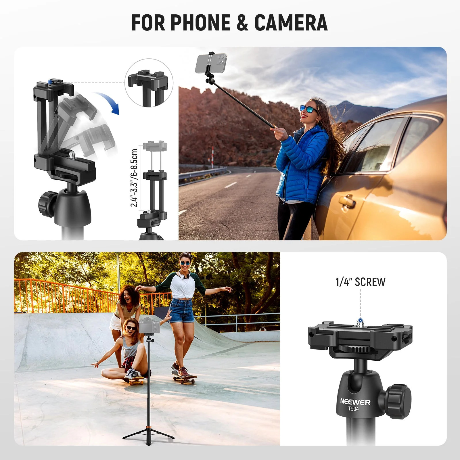NEEWER BASICS TS04 59" Selfie Stick Tripod - Image 3