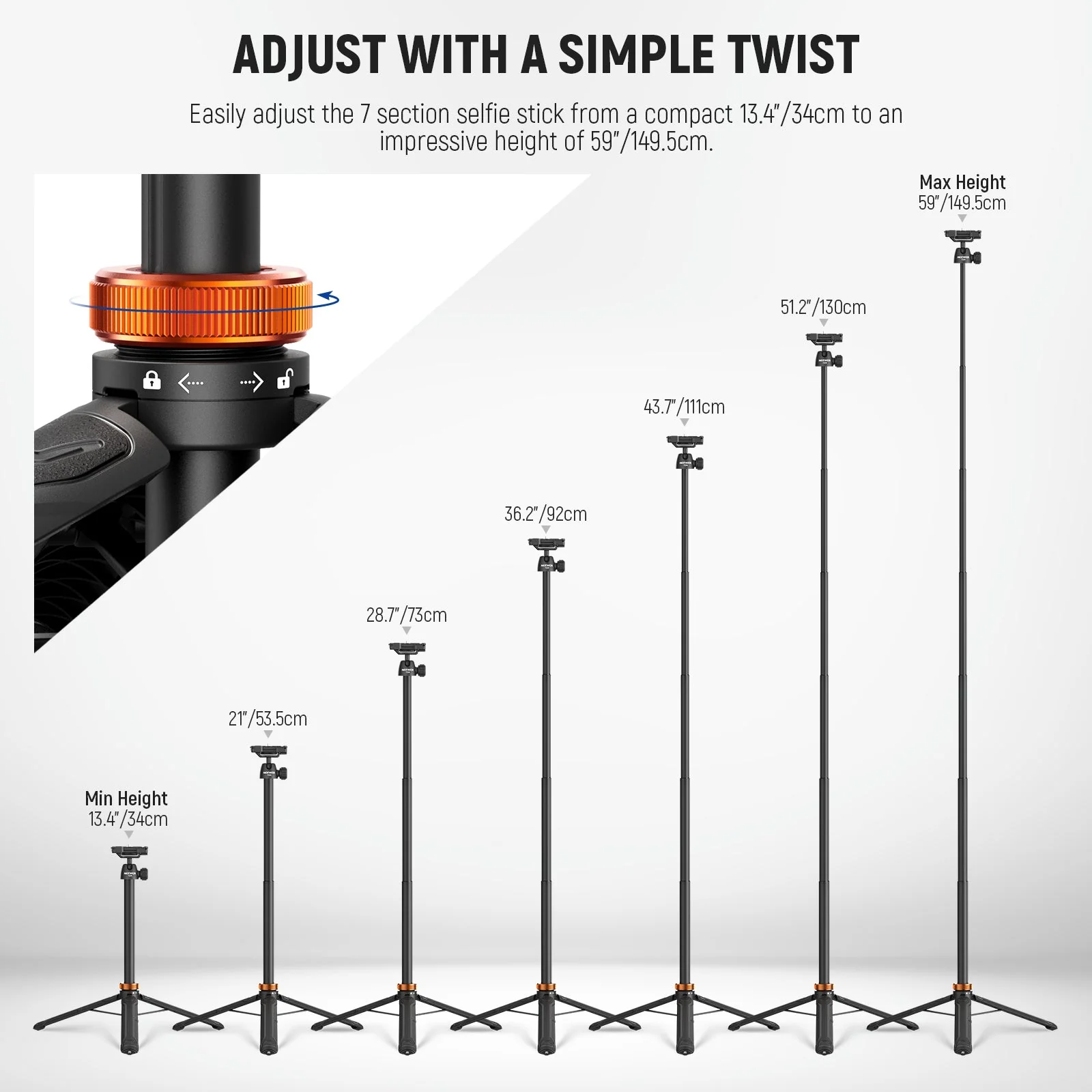 NEEWER BASICS TS04 59" Selfie Stick Tripod - Image 9