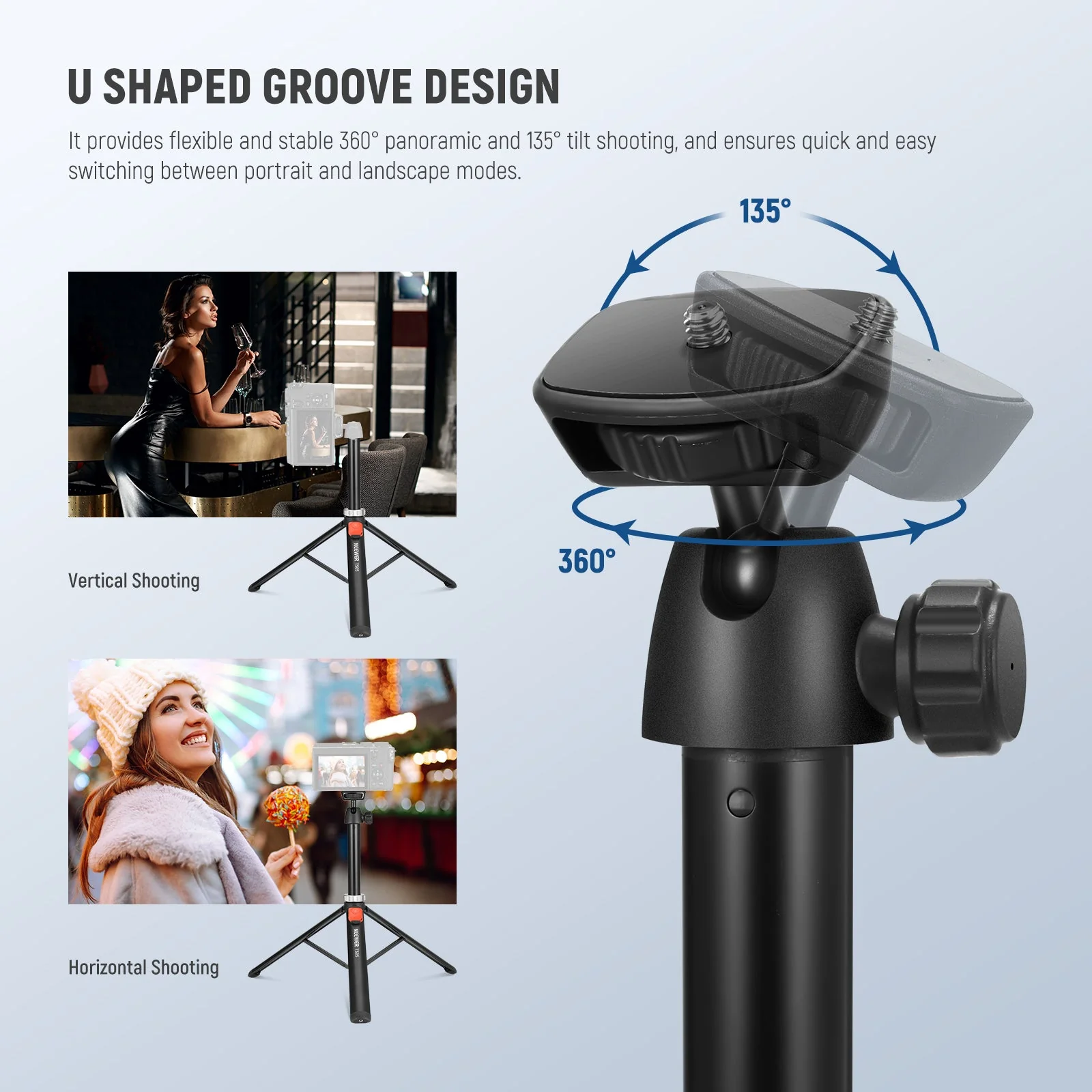 NEEWER TS05 65.2" All Metal Phone Tripod with Bluetooth Remote - Image 3