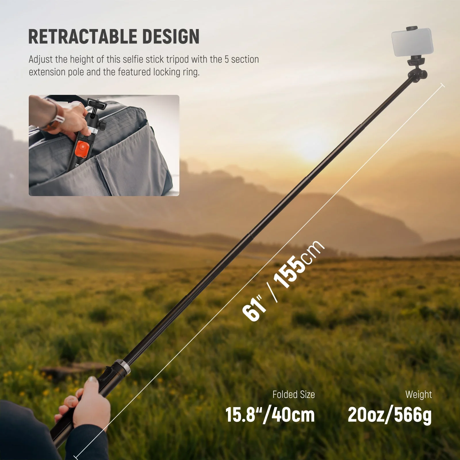NEEWER TS05 65.2" All Metal Phone Tripod with Bluetooth Remote - Image 6