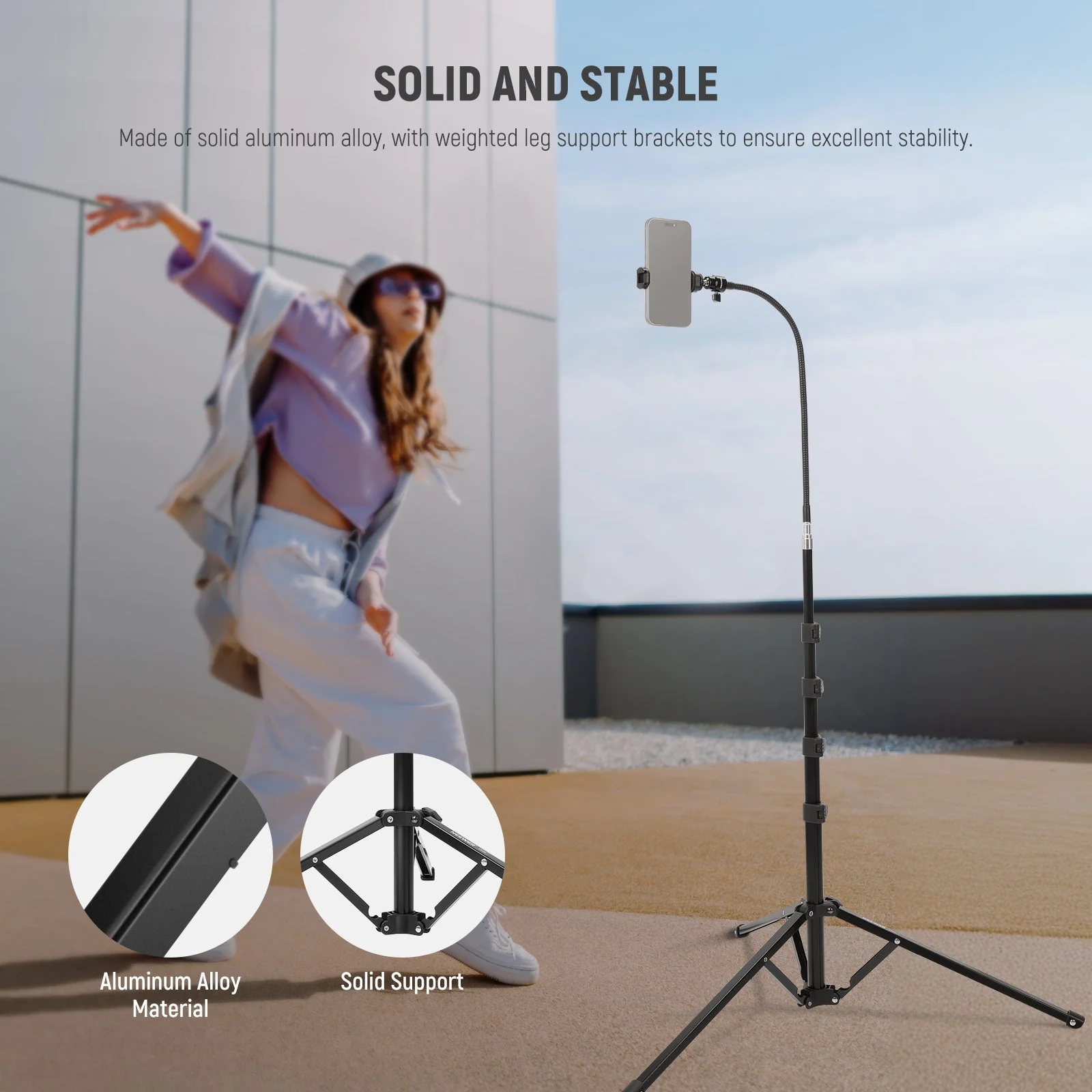 NEEWER TS06 71" Phone Tripod Stand with Reversible Legs - Image 4