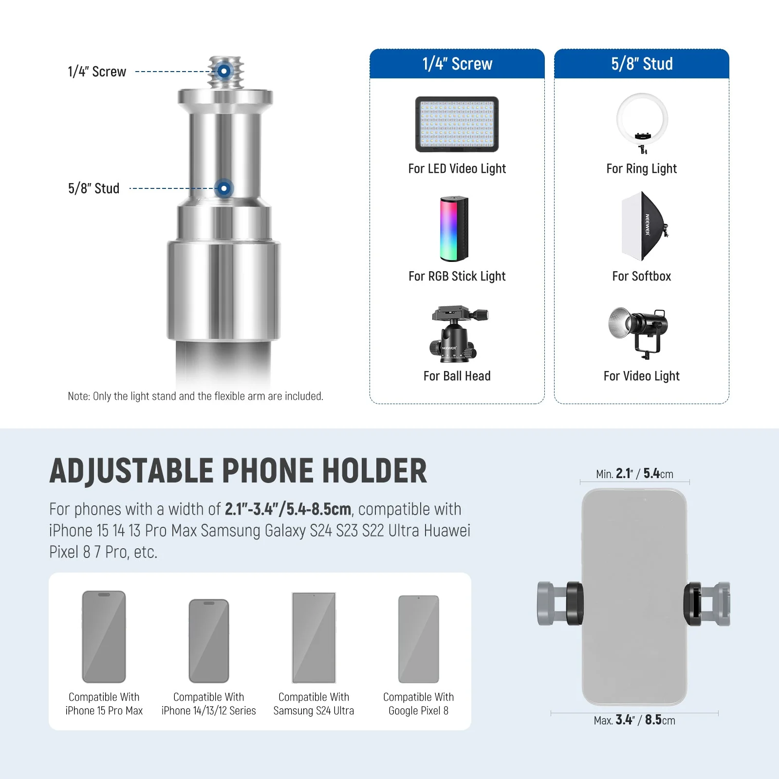 NEEWER TS06 71" Phone Tripod Stand with Reversible Legs - Image 5