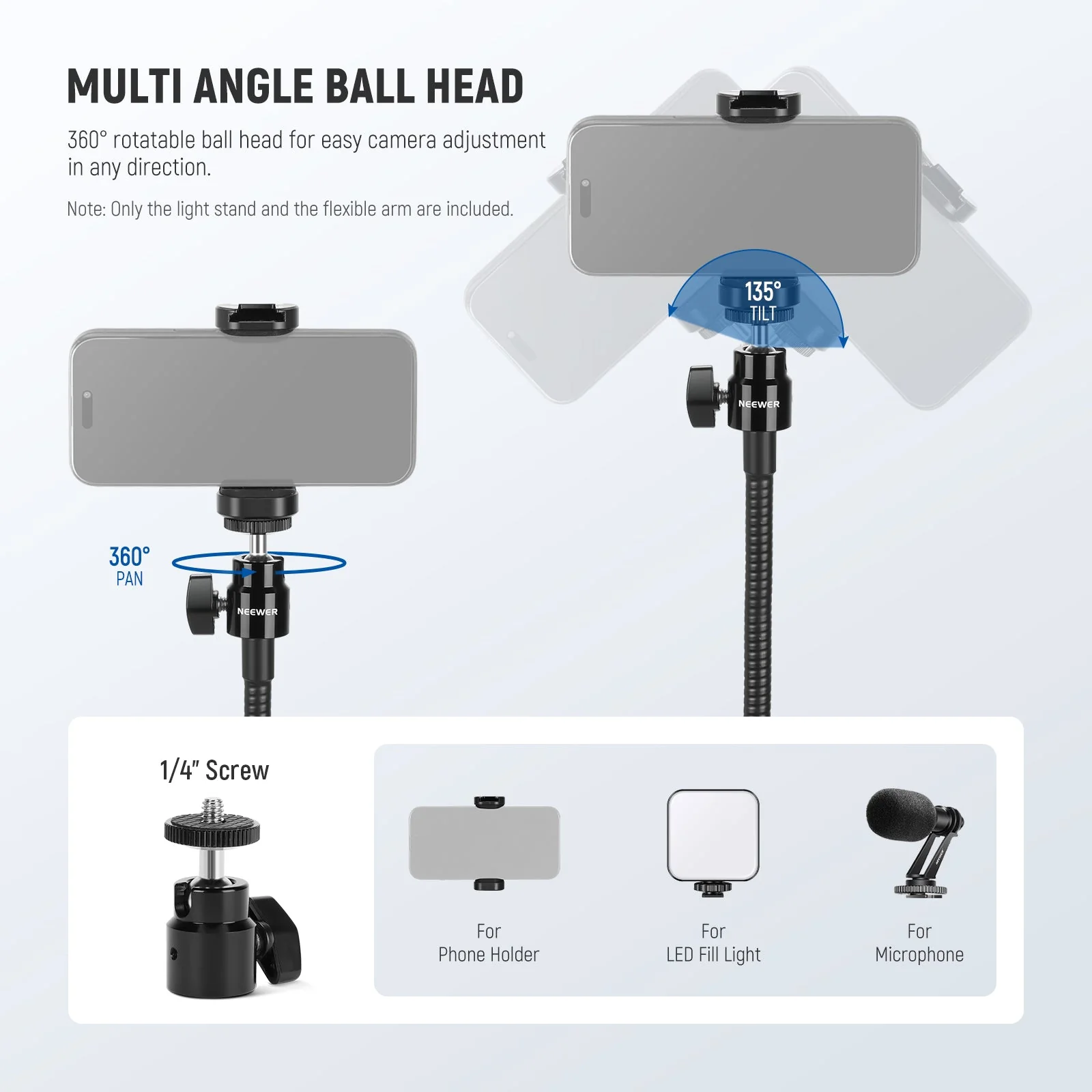 NEEWER TS06 71" Phone Tripod Stand with Reversible Legs - Image 6