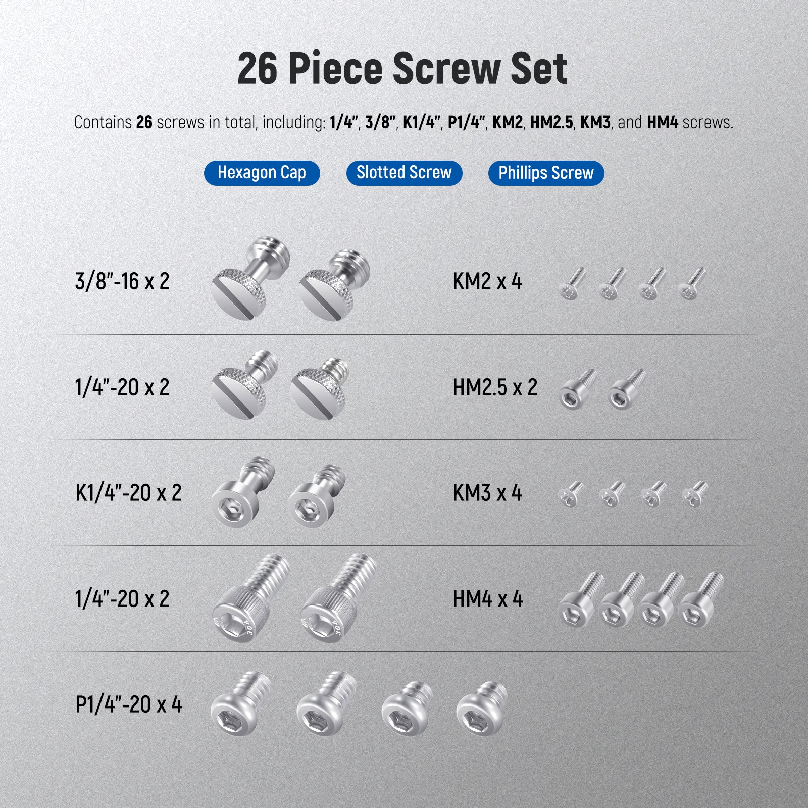 NEEWER UA002 26PCS Camera Screw Set - Image 2