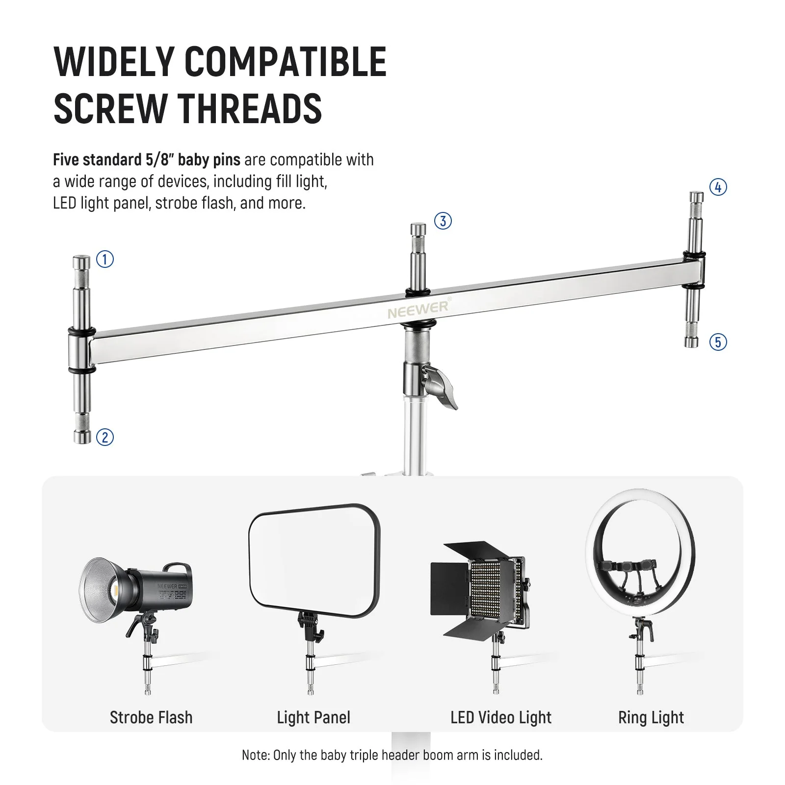 NEEWER UA005 Baby Triple Header Boom Arm - Image 6