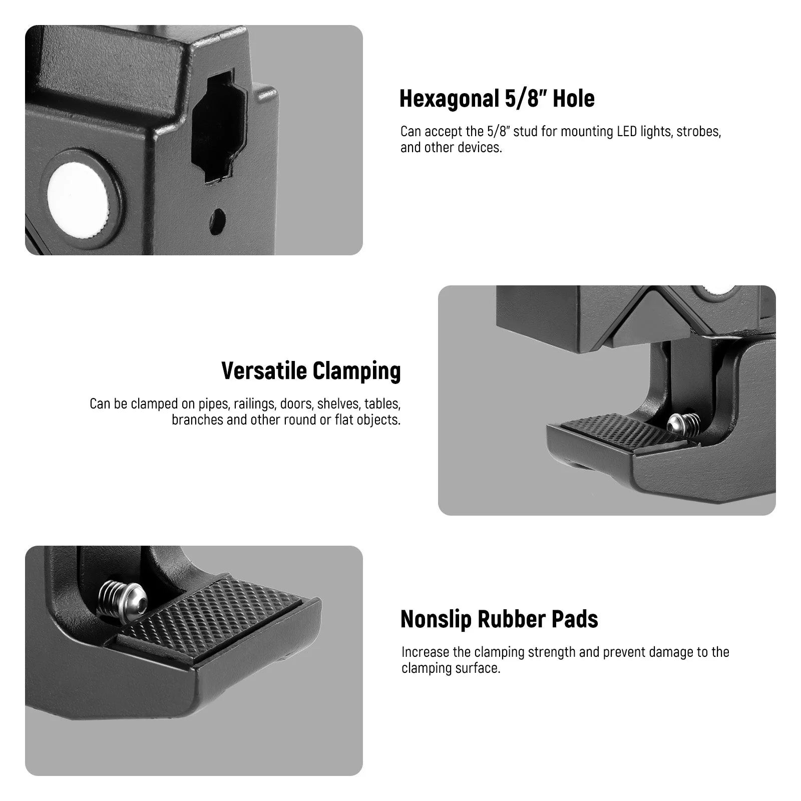 NEEWER UA017 Aluminum Heavy Duty Super Clamp - Image 5