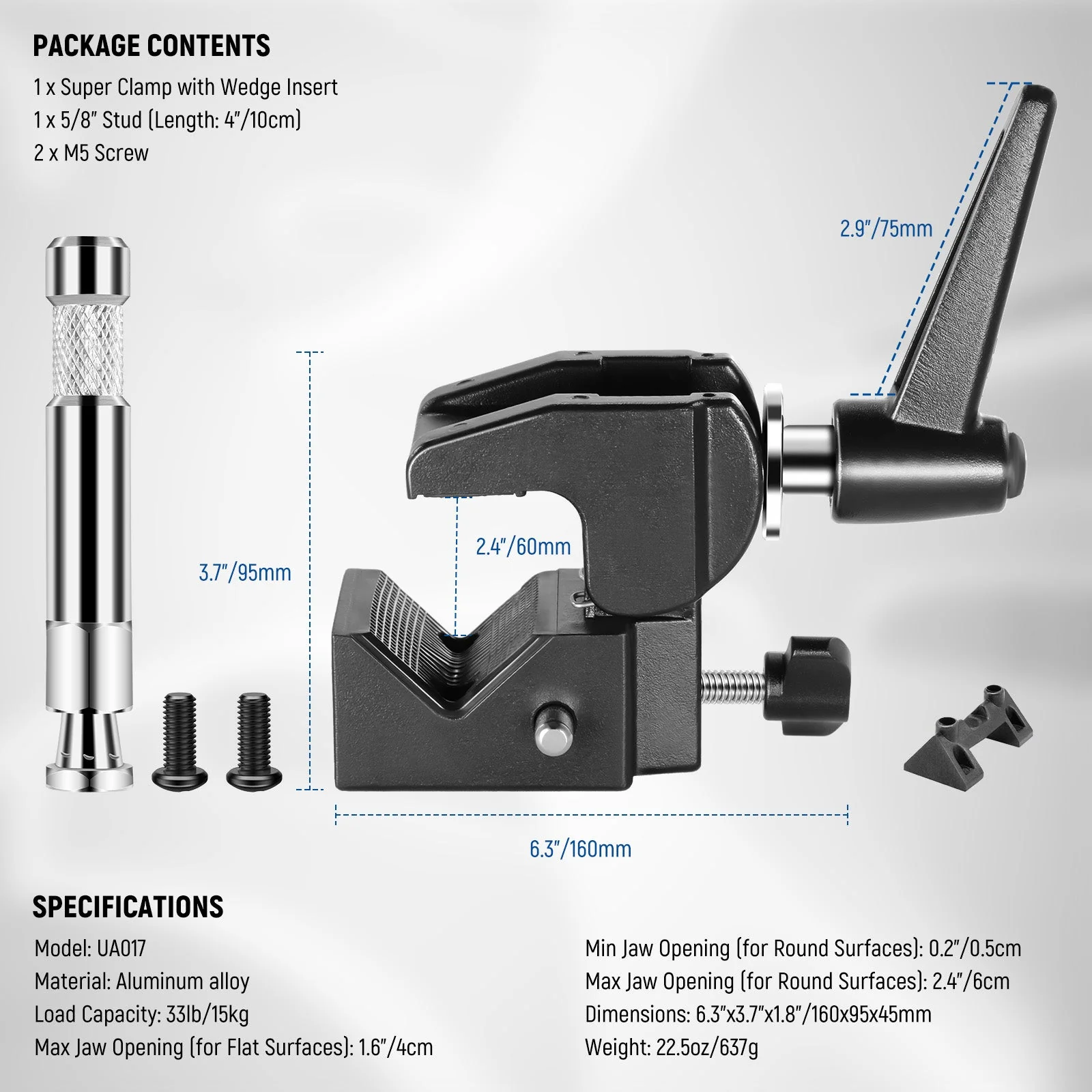 NEEWER UA017 Aluminum Heavy Duty Super Clamp - Image 9
