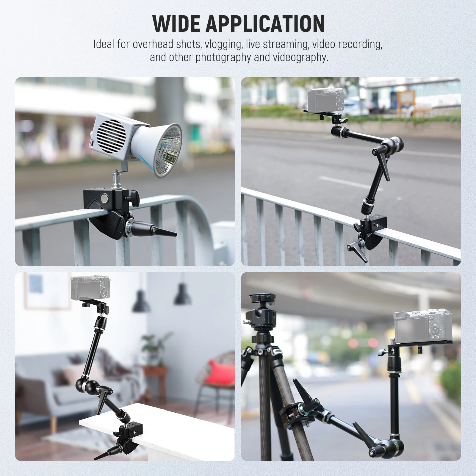 NEEWER UA018 21" Magic Arm Camera Mount with Super Clamp - Image 7