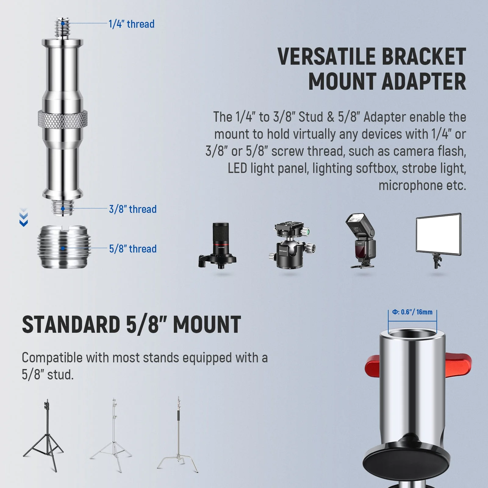 NEEWER UA020 Heavy Duty Light Stand Head Adapter - Image 6
