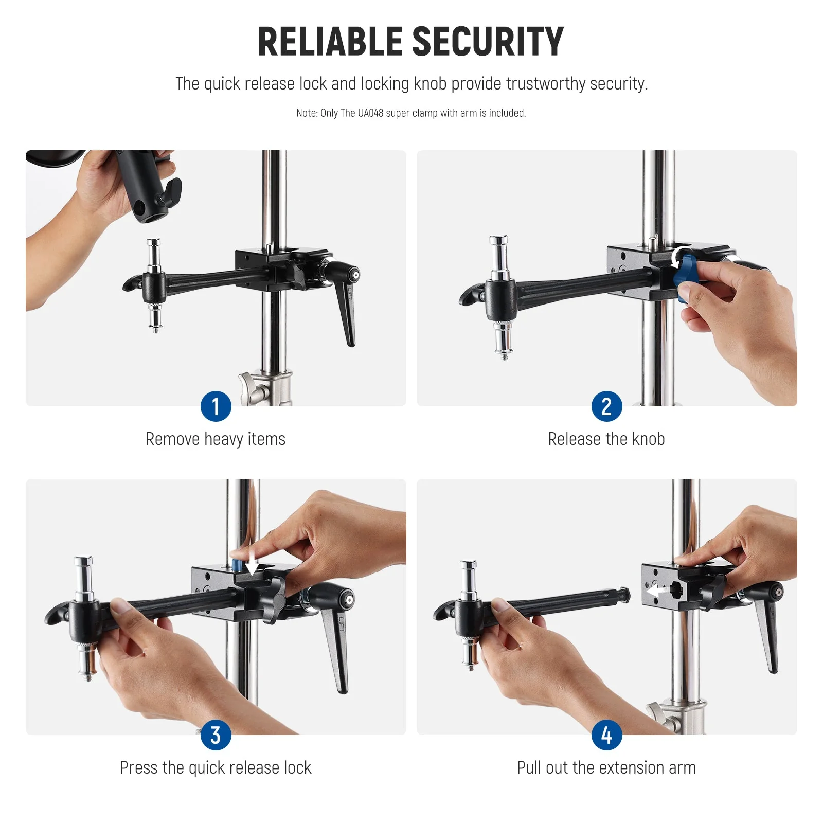 NEEWER UA048 Super Clamp with 6" Extension Arm - Image 4