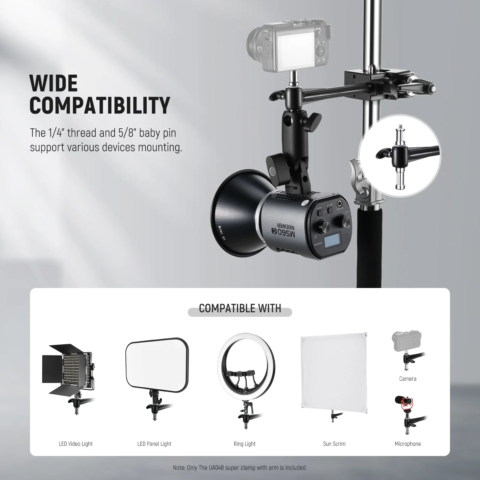 NEEWER UA048 Super Clamp with 6" Extension Arm - Image 5