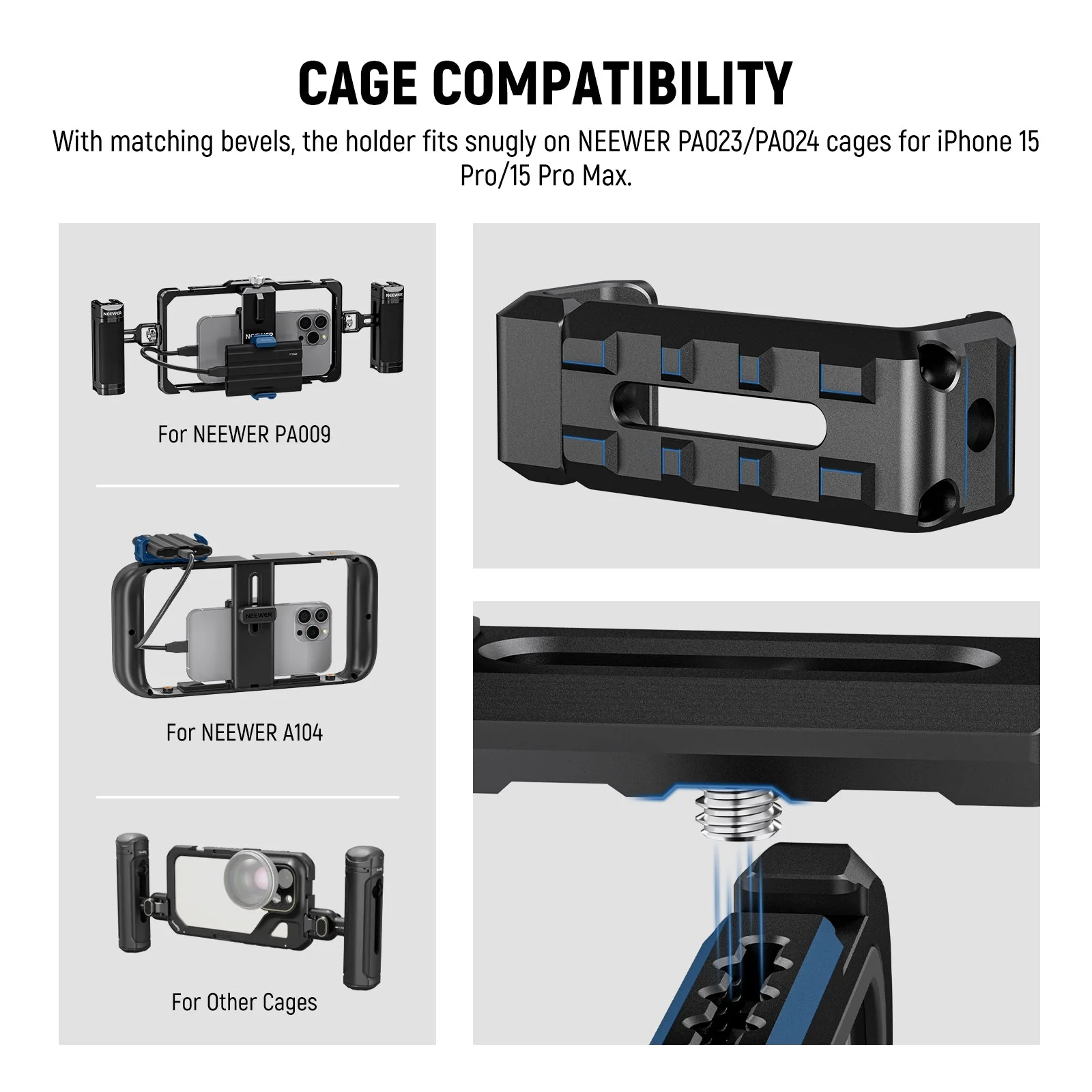 NEEWER UA051 T5/T7/T9 Portable SSD Holder Mount for iPhone 16 15 Pro/Pro Max Cage - Image 5
