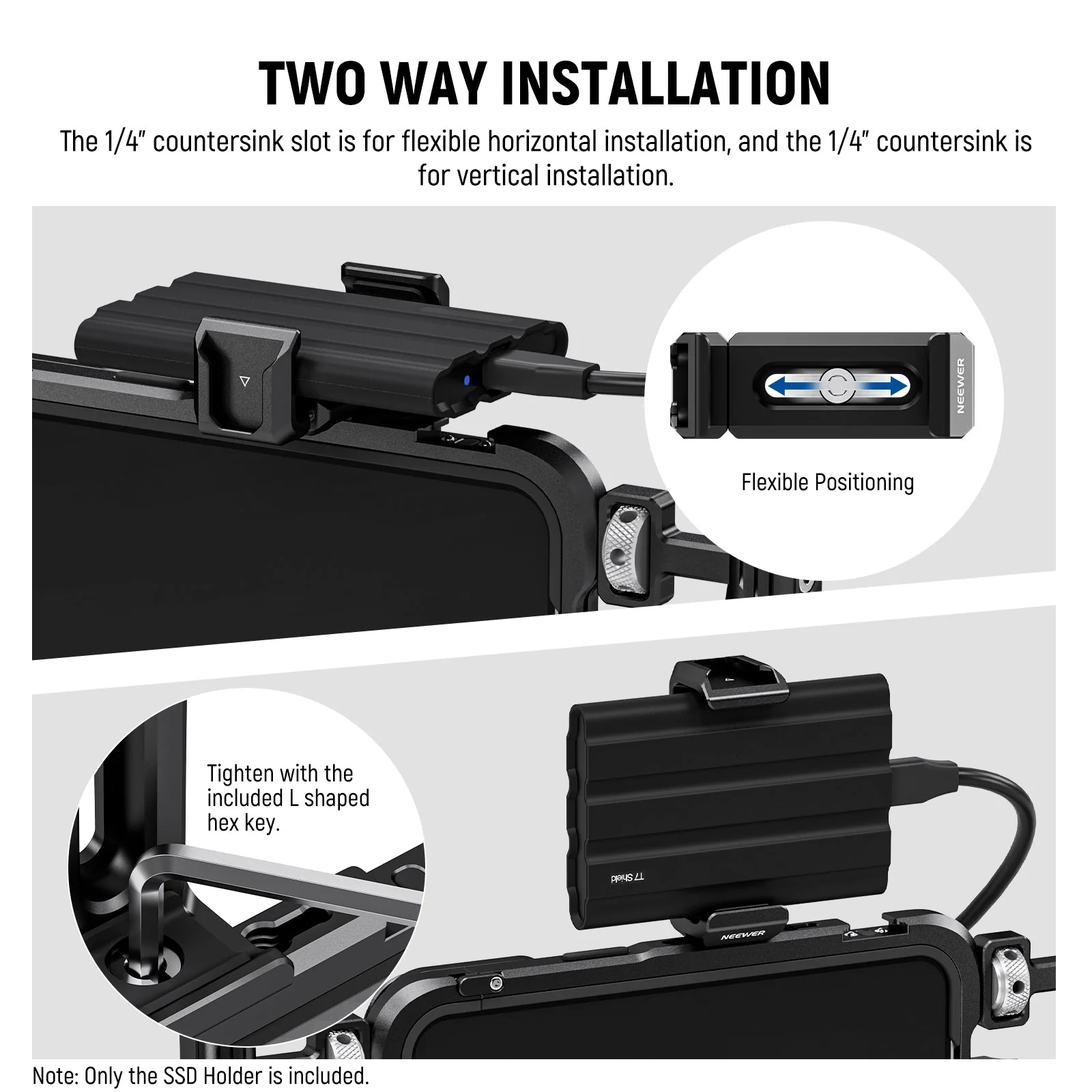 NEEWER UA051 T5/T7/T9 Portable SSD Holder Mount for iPhone 16 15 Pro/Pro Max Cage - Image 6