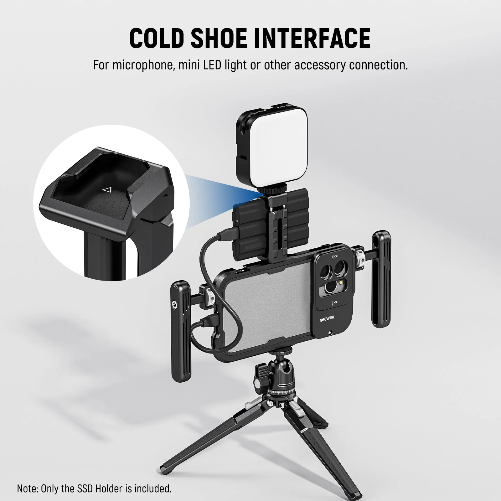 NEEWER UA051 T5/T7/T9 Portable SSD Holder Mount for iPhone 16 15 Pro/Pro Max Cage - Image 7