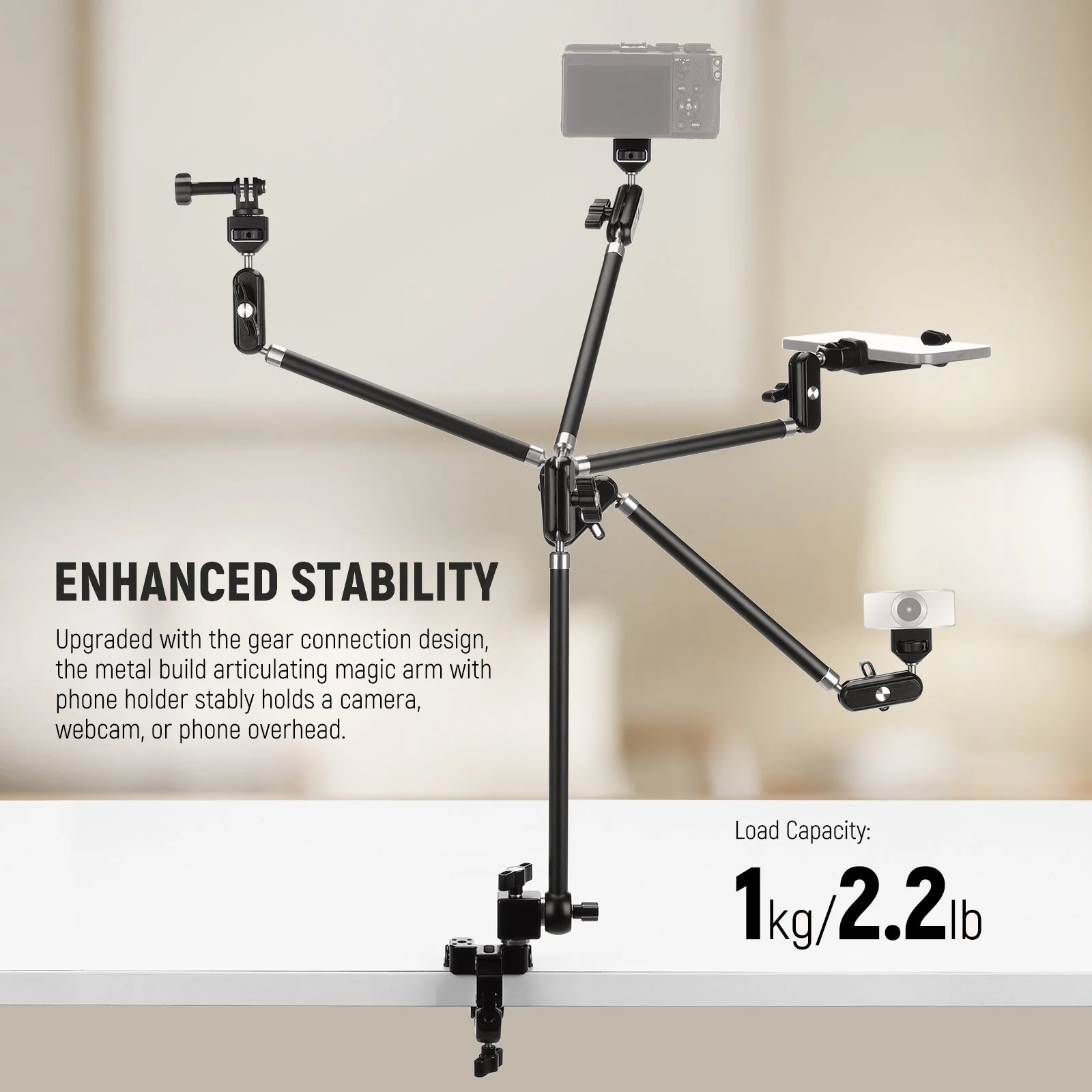 NEEWER UA056 30" Articulating Magic Arm with Super Clamp - Image 2