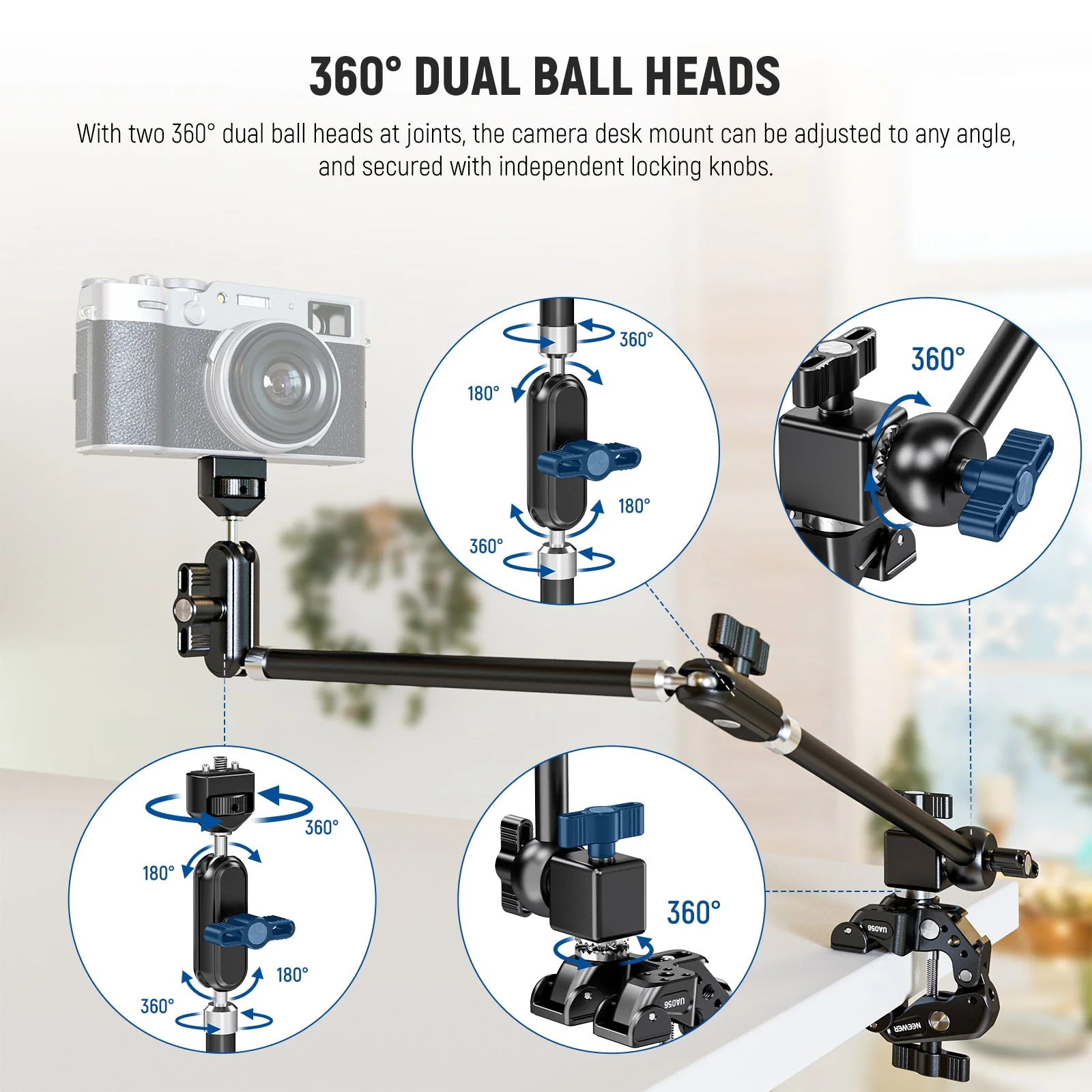 NEEWER UA056 30" Articulating Magic Arm with Super Clamp - Image 3