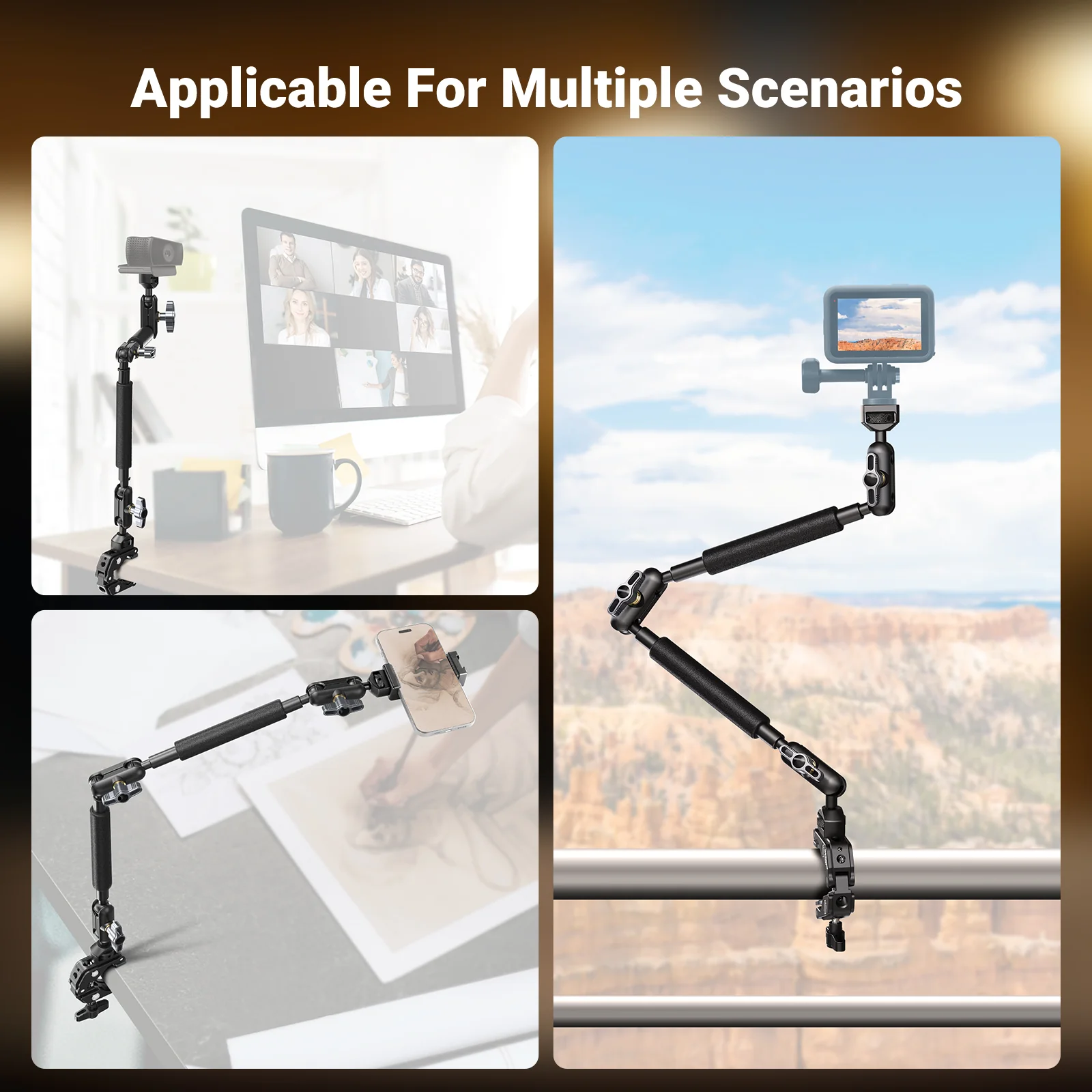 NEEWER UA057 22" Articulating Magic Arm with Super Clamp & Phone Holder - Image 3