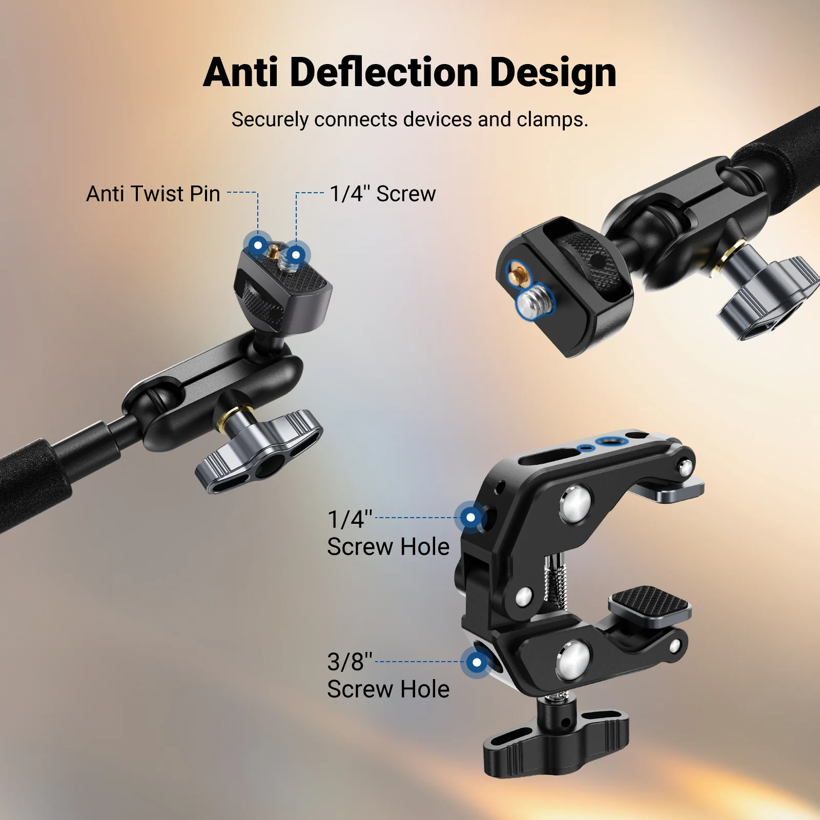 NEEWER UA057 22" Articulating Magic Arm with Super Clamp & Phone Holder - Image 5