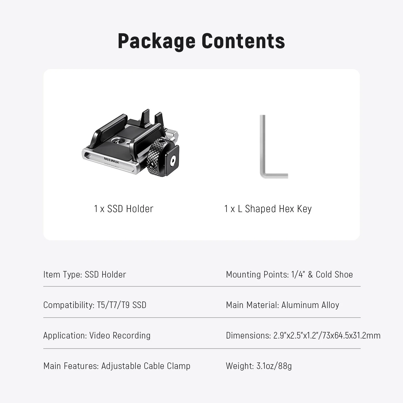 NEEWER UA059 T5/T7/T9 Universal SSD Holder for Phone Camera Cage - Image 7