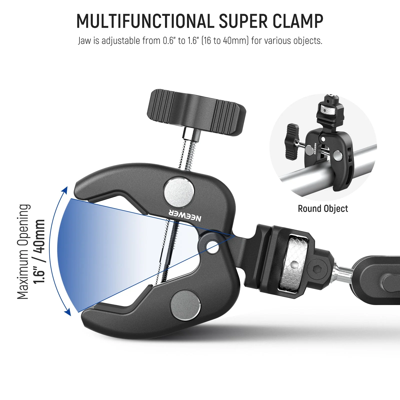 NEEWER UA060 Double Super Clamp Camera Mount with Magic Arm & NATO Interface - Image 3