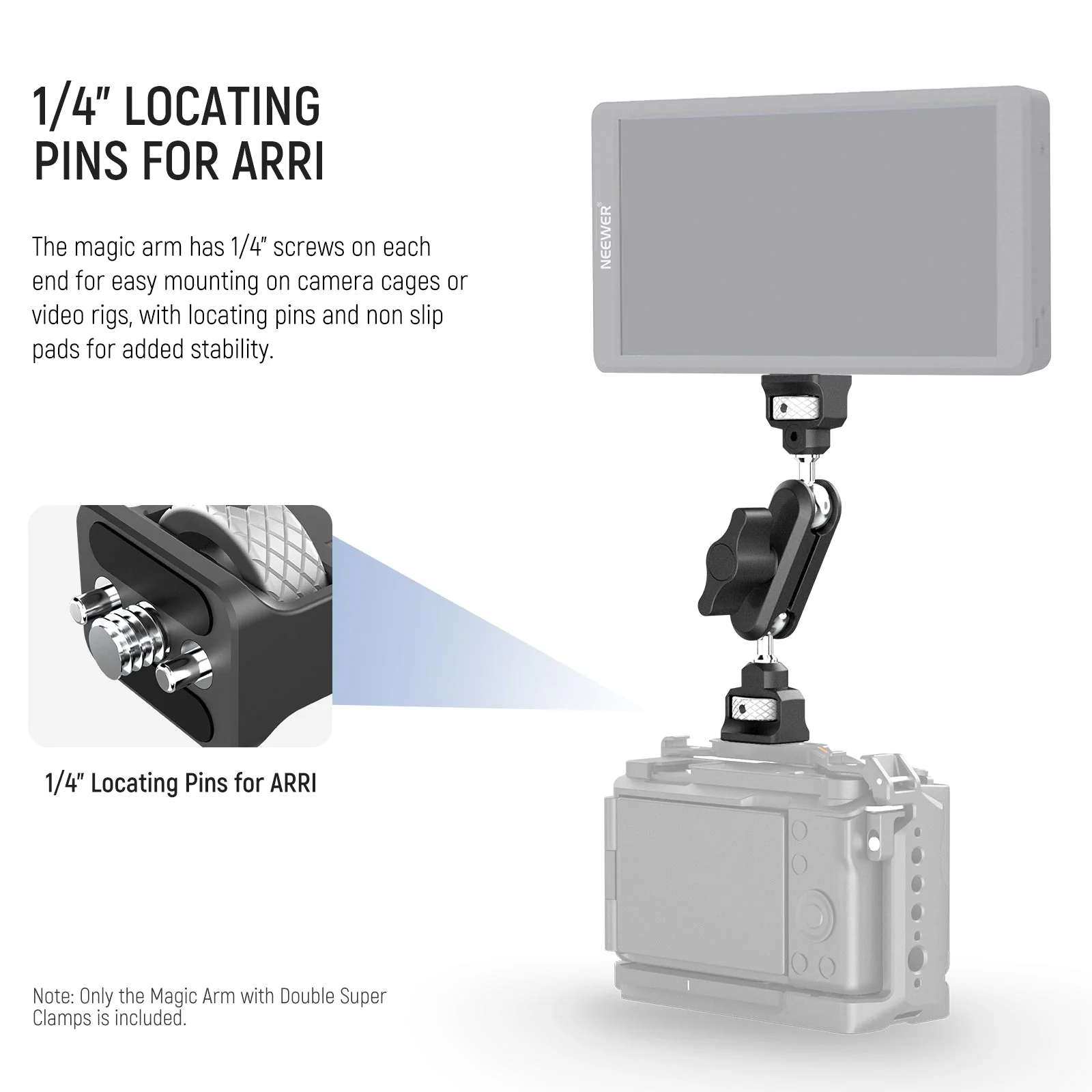 NEEWER UA060 Double Super Clamp Camera Mount with Magic Arm & NATO Interface - Image 4
