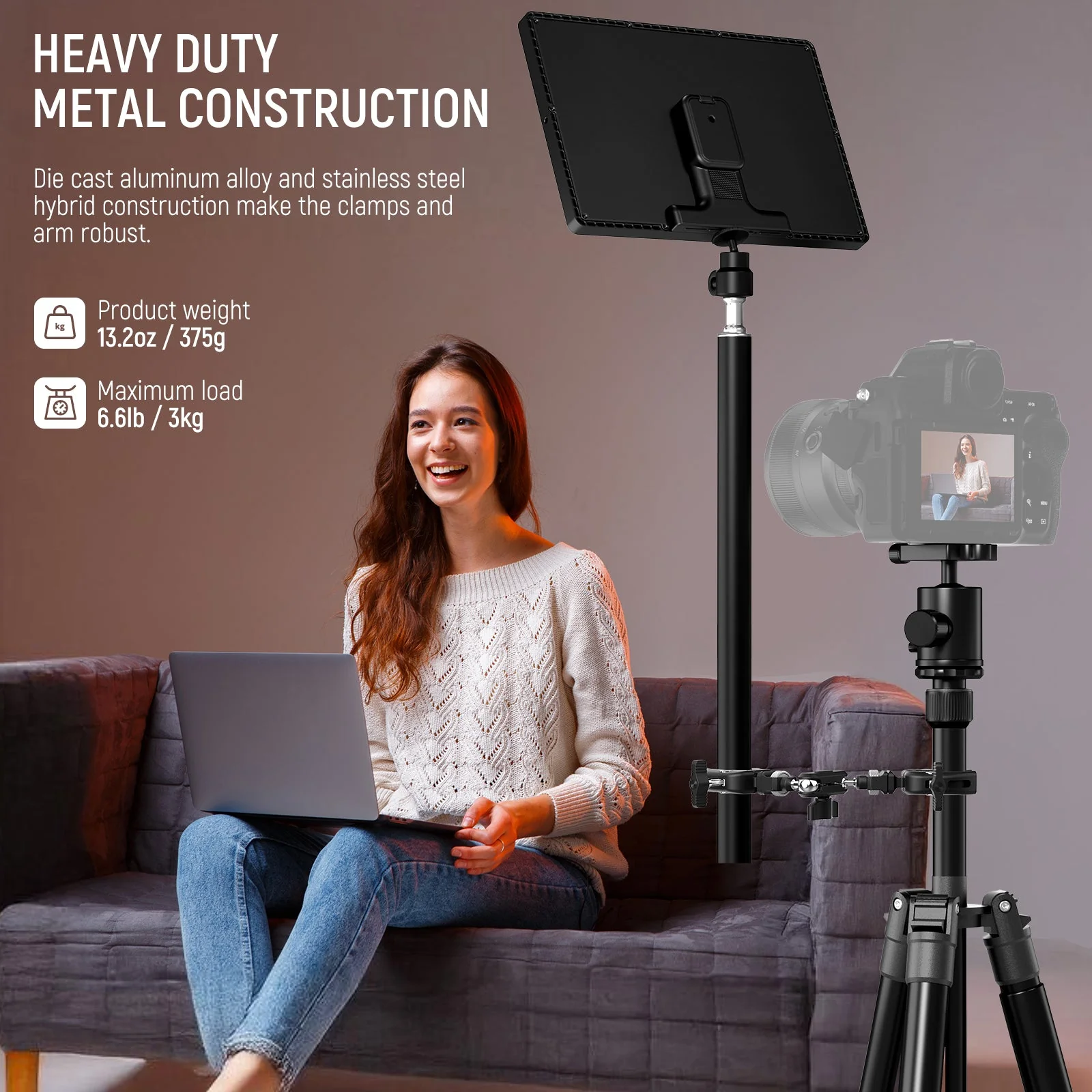 NEEWER UA060 Double Super Clamp Camera Mount with Magic Arm & NATO Interface - Image 5