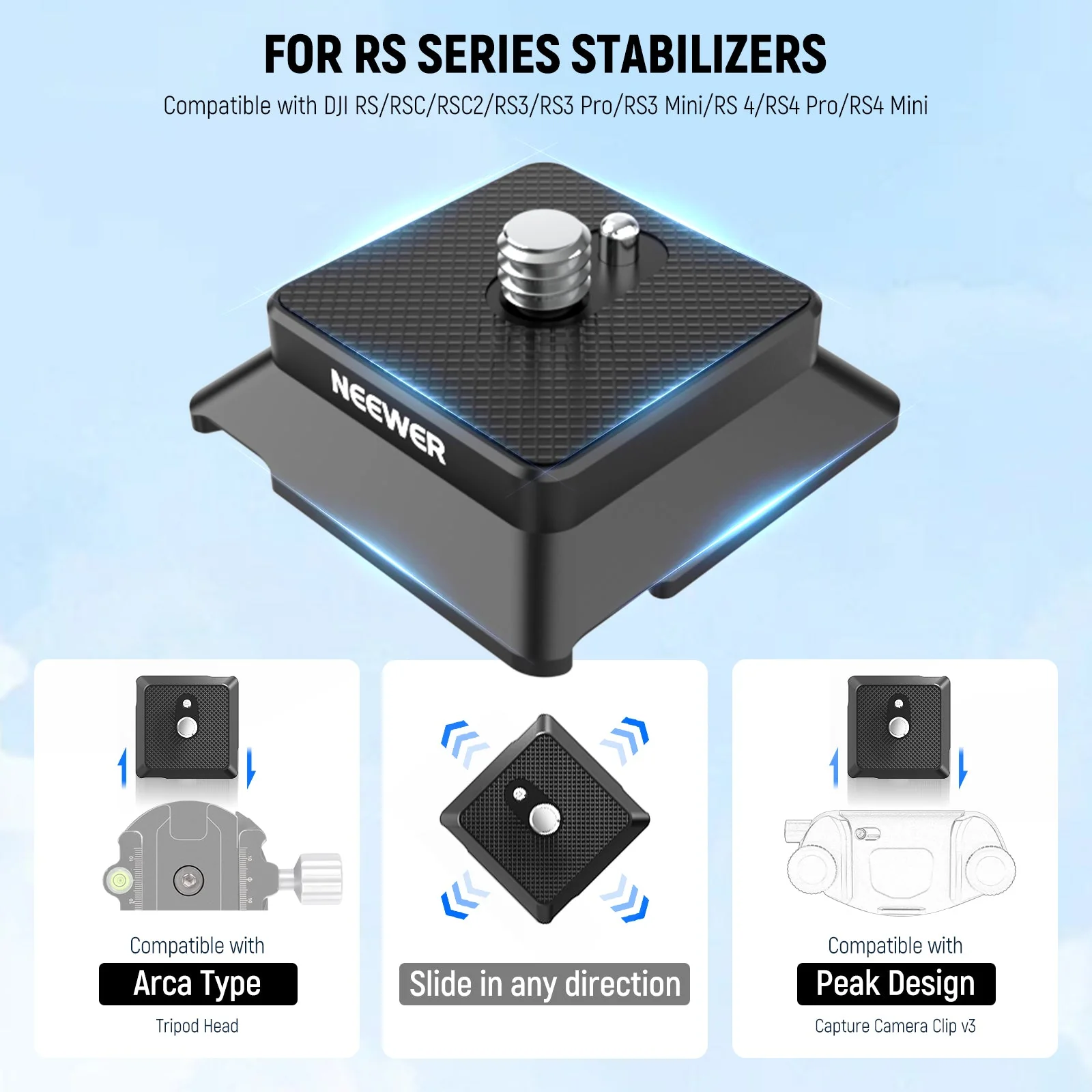 NEEWER UA078 Arca Type Quick Release Plate with 1/4" Screw - Image 2