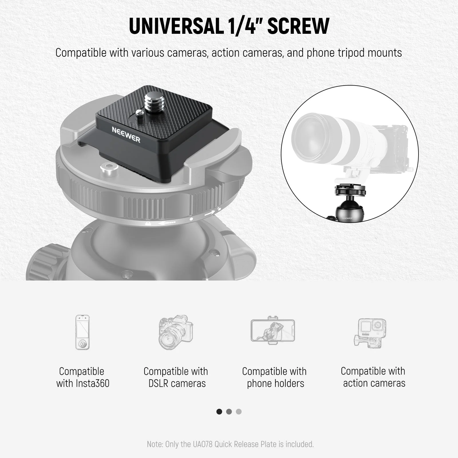 NEEWER UA078 Arca Type Quick Release Plate with 1/4" Screw - Image 3