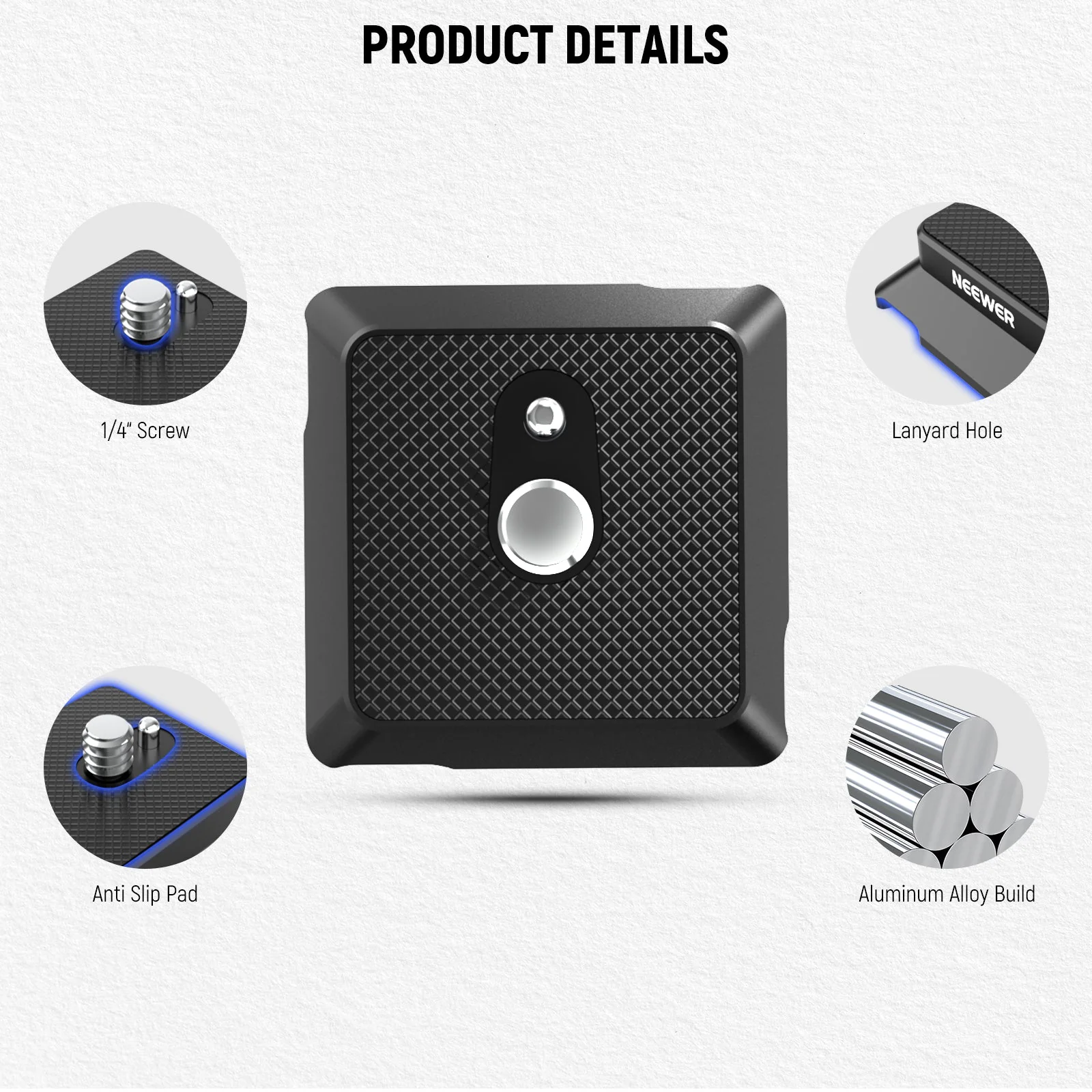 NEEWER UA078 Arca Type Quick Release Plate with 1/4" Screw - Image 5