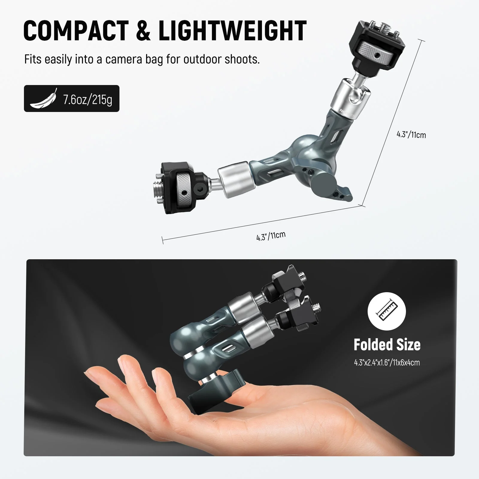 NEEWER UA082 7" Articulating Magic Arm with 1/4" 3/8" Anti Twist Screws - Image 6