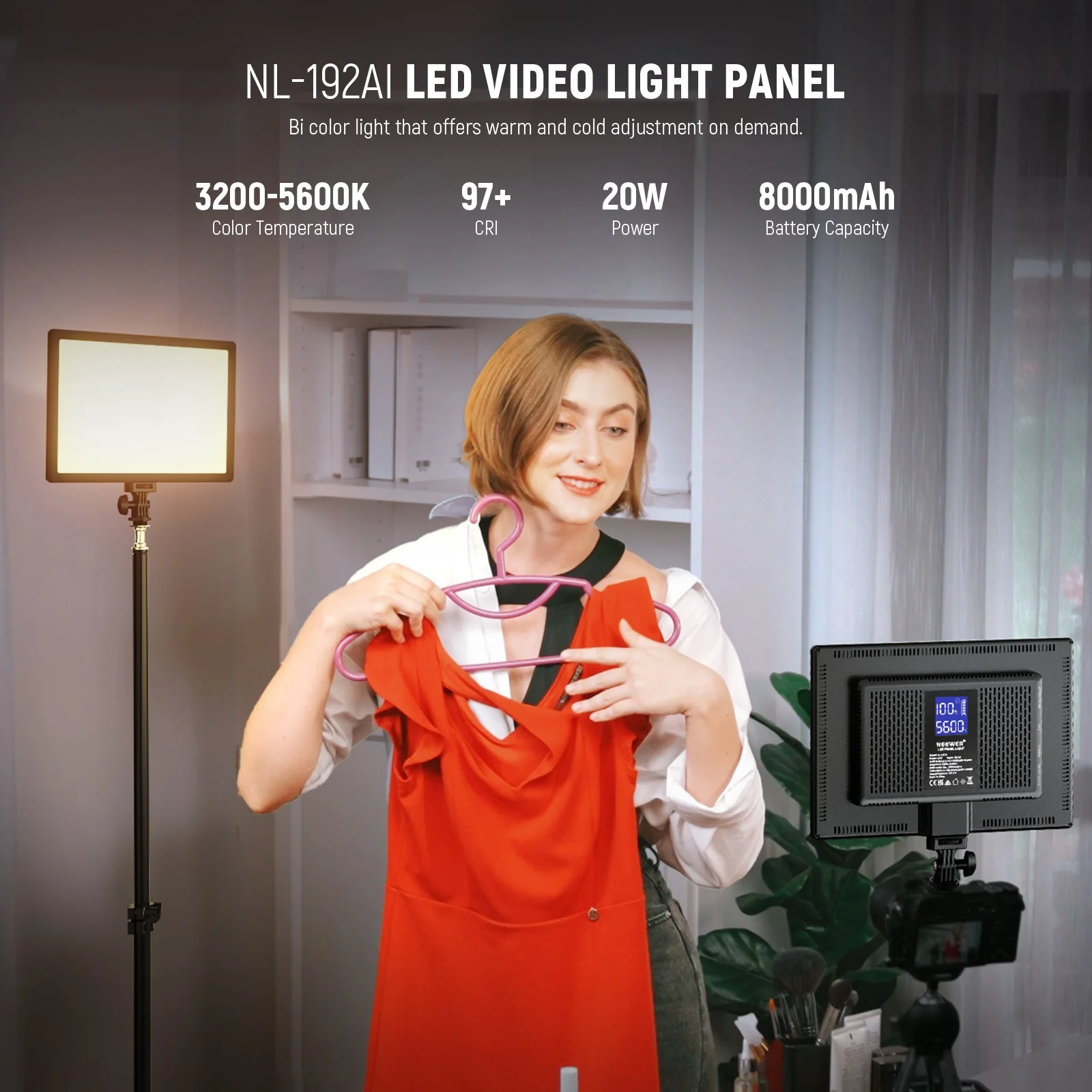 NEEWER NL-192AI Bi-Color LED Panel Light - Image 2