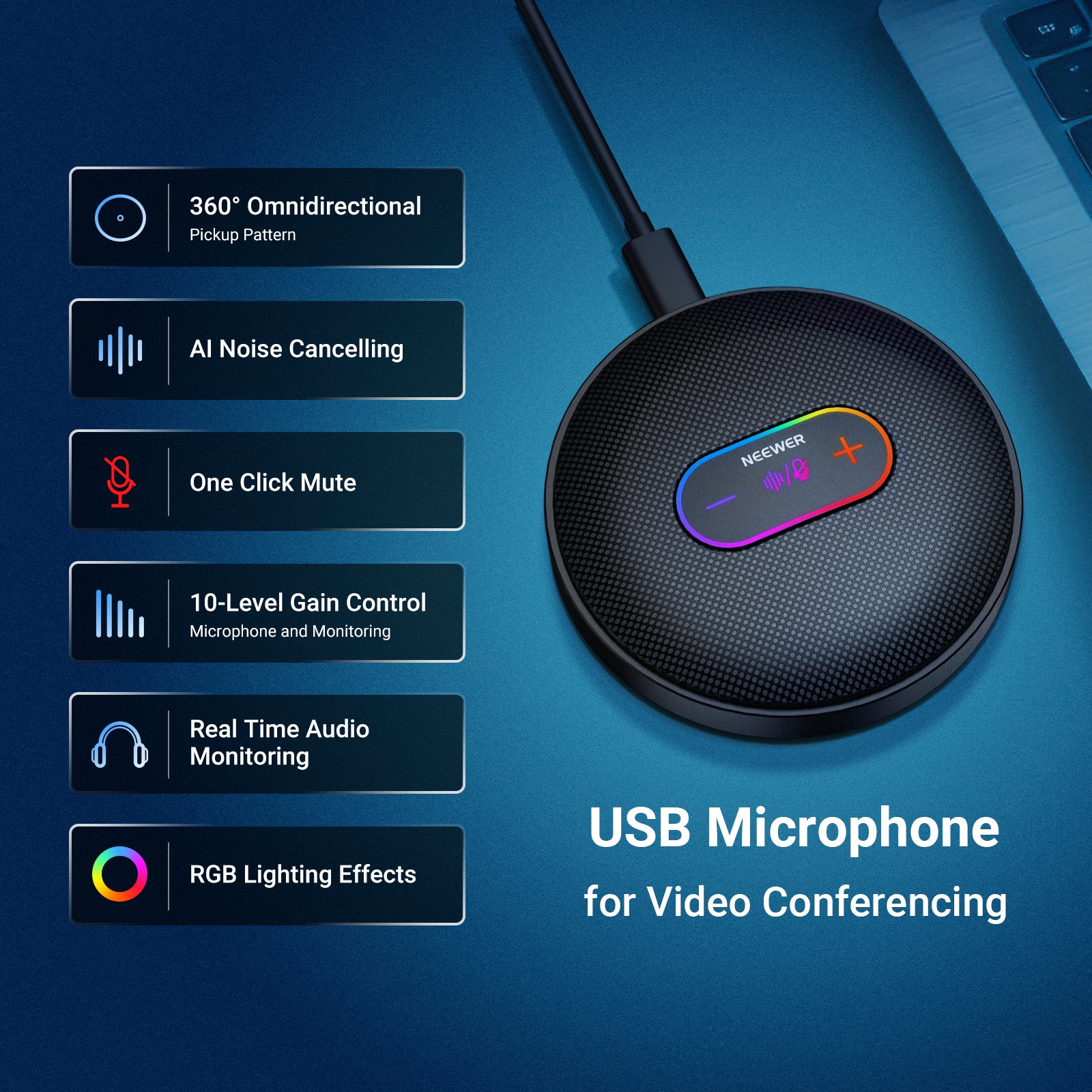 NEEWER UM04 USB Microphone with 4 in 1 USB Cable - Image 2