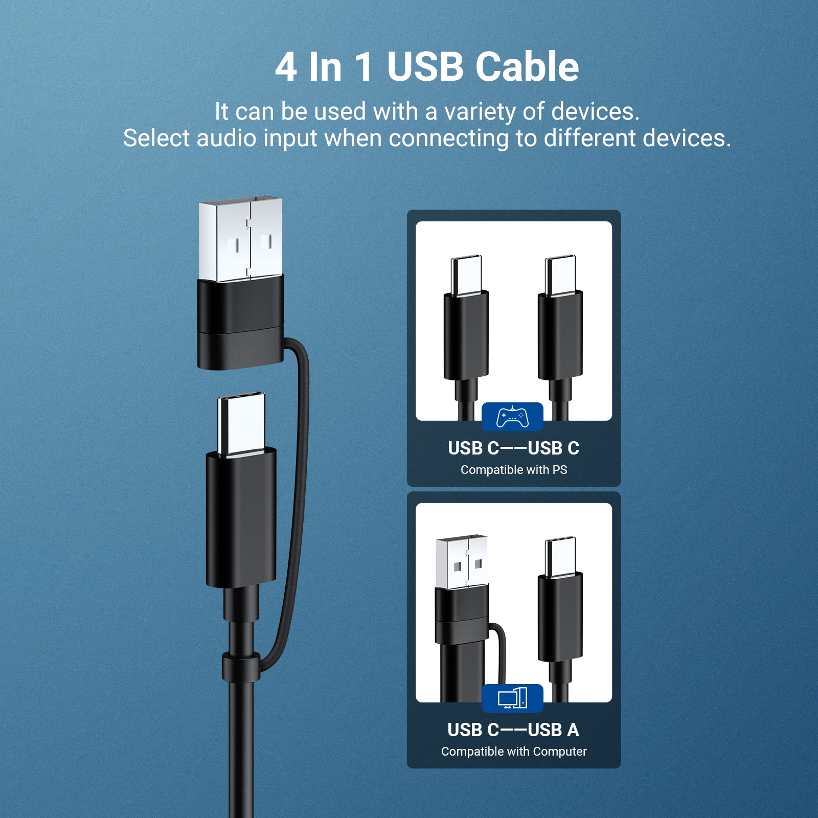 NEEWER UM04 USB Microphone with 4 in 1 USB Cable - Image 9