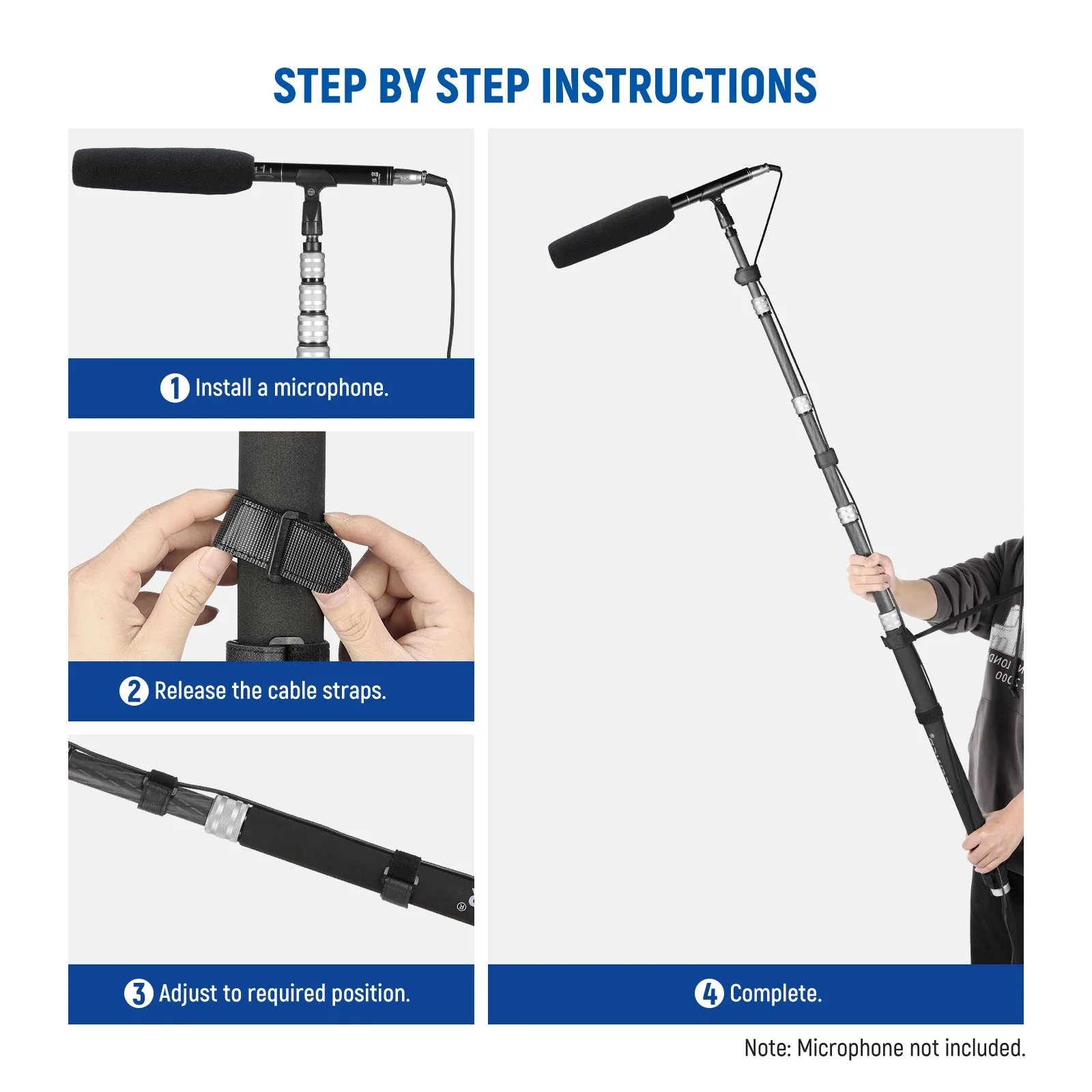 NEEWER Upgraded 9.8ft/300cm Carbon Fiber Telescopic Microphone Boom Pole - Image 3