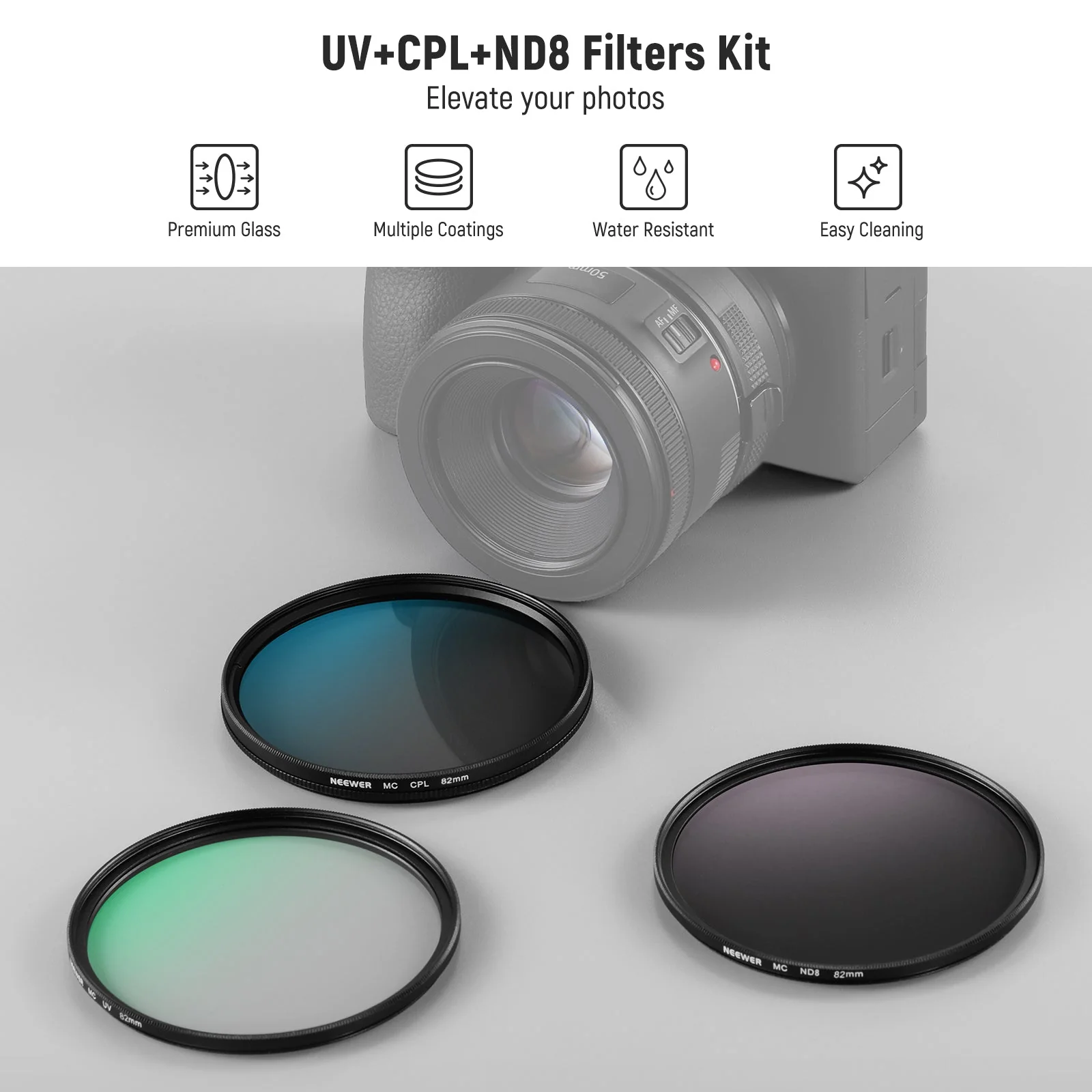NEEWER UV/CPL/ND8 Camera Lens Filter Kit - Image 2