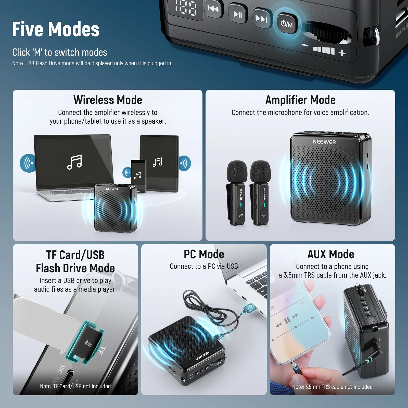 NEEWER VA02 Voice Amplifier with Wireless Microphone - Image 3