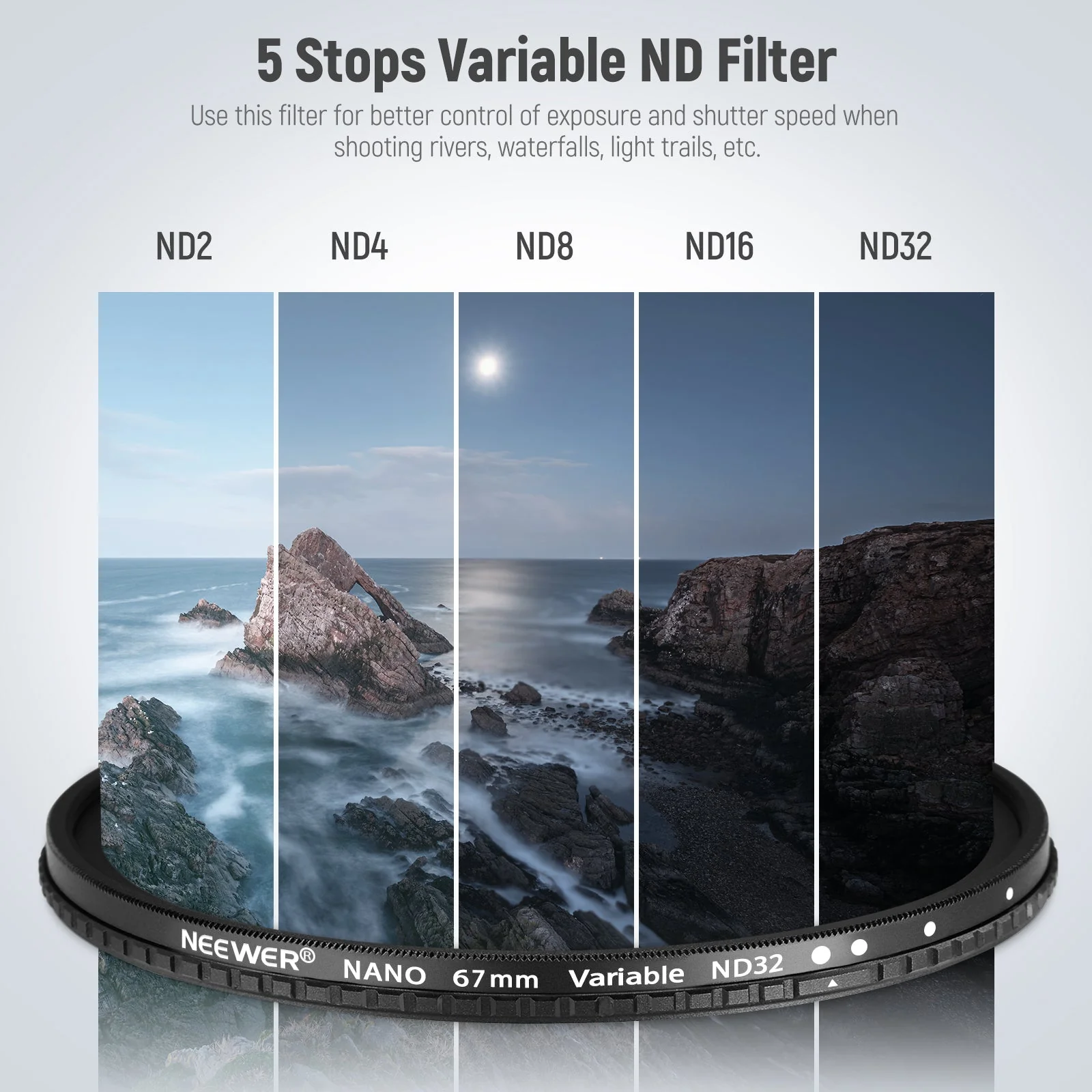 NEEWER Variable FL-ND2-32S Camera Lens ND Filter - Image 2