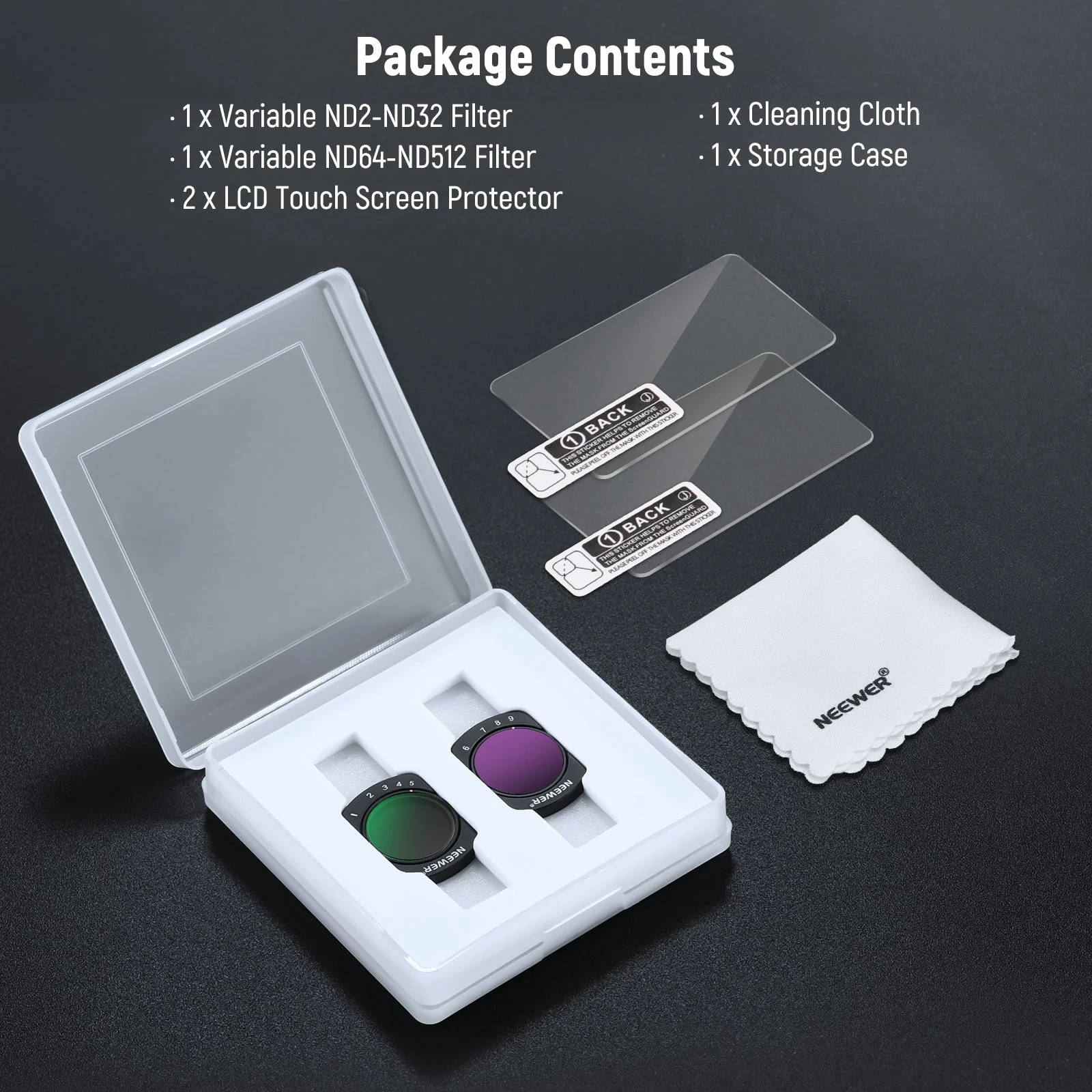 NEEWER Variable ND2-ND32 & ND64-ND512 Kit For DJI Osmo Pocket 3 / Pocket 4 - Image 9