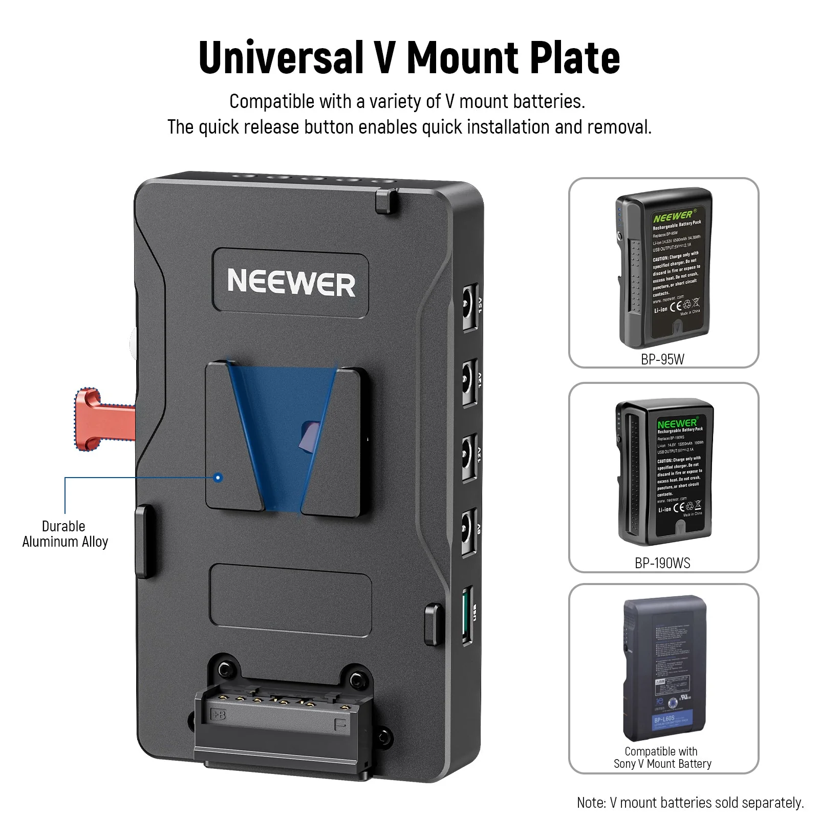 NEEWER VB-A1 V Mount Battery Adapter Plate - Image 3