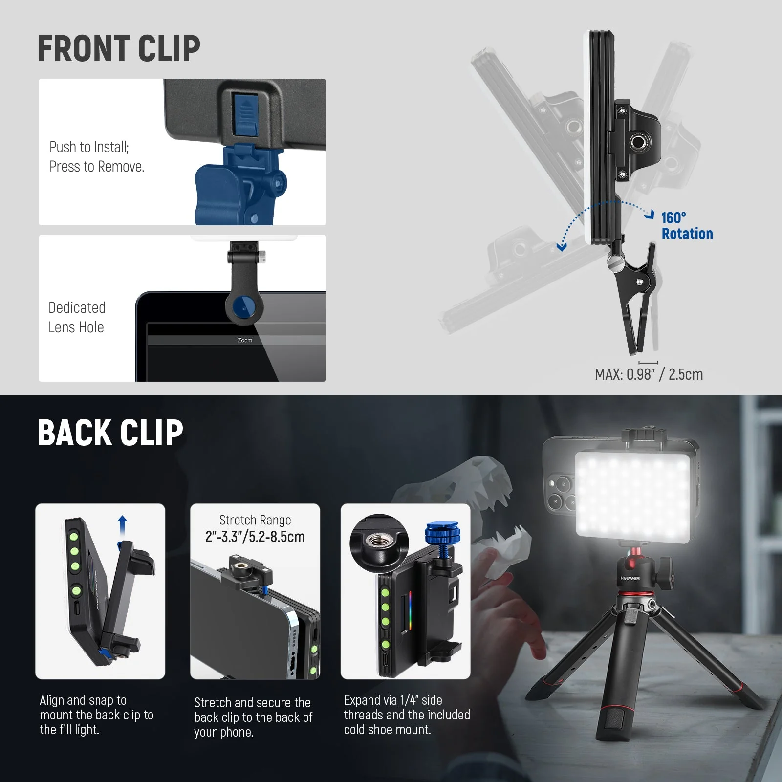 NEEWER VL67C Phone Selfie Conference Light with APP Control - Image 8