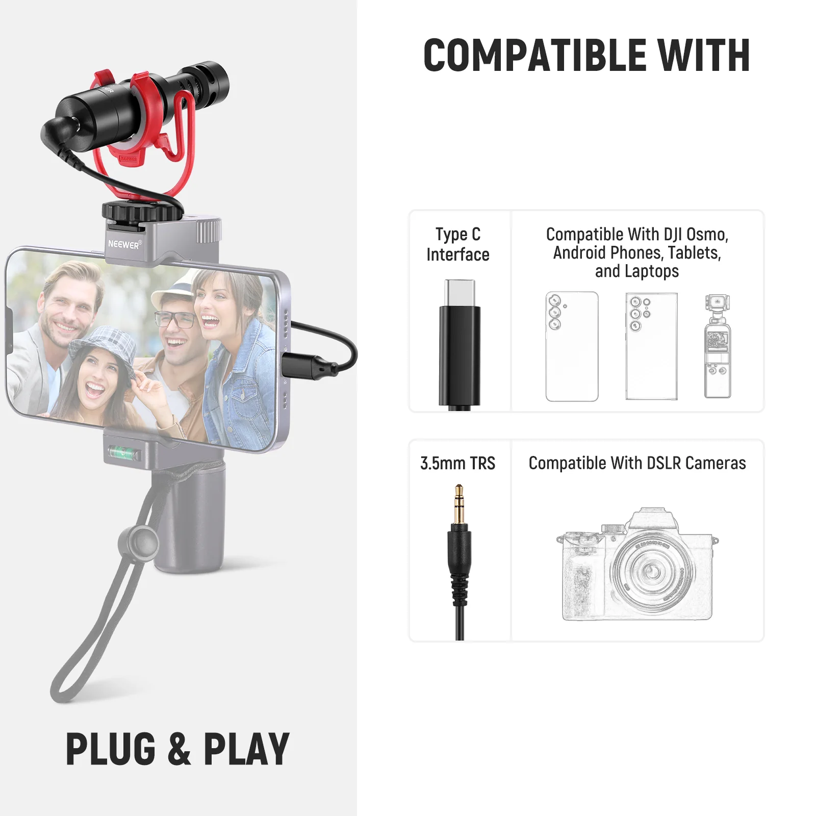 NEEWER VM10 Plug & Play Cold Shoe Vlog Microphone - Image 4