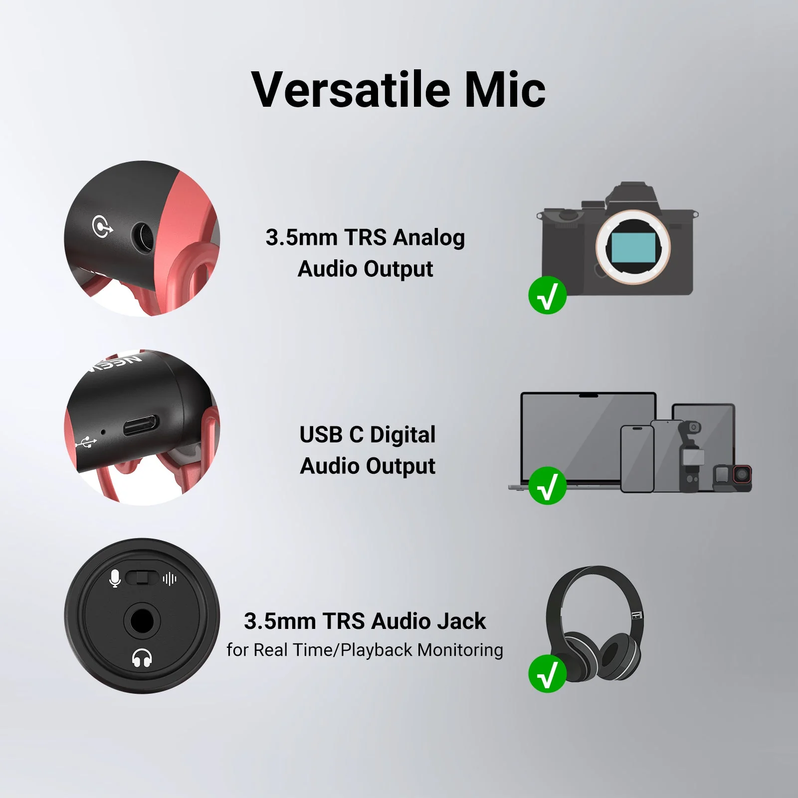 NEEWER VM15 Plug & Play USB C Camera Mic with AI Noise Cancellation - Image 2