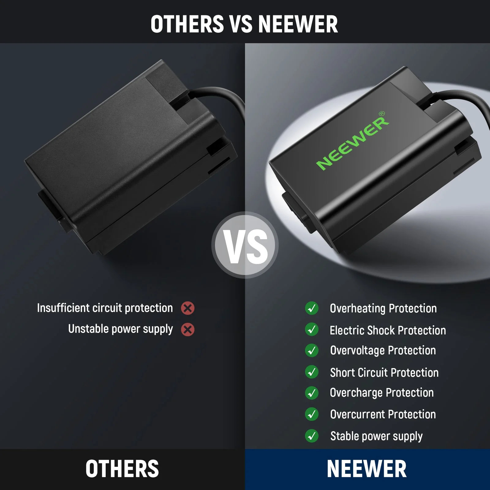 NEEWER VP-EP5G EN-EL25 to D Tap Dummy Battery for Nikon Z fc Z30 Z50 - Image 8